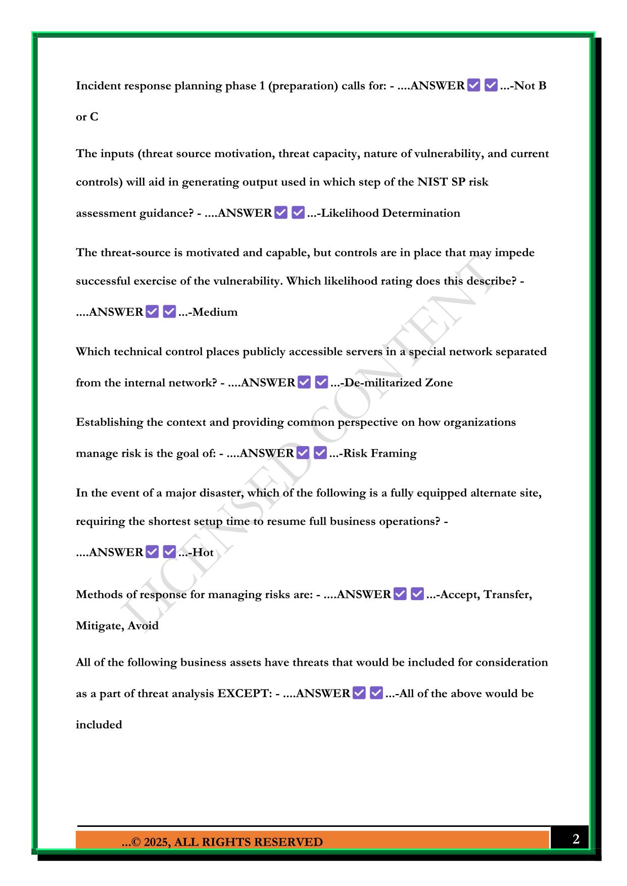 FEDVTE FUNDAMENTALS OF CYBER RISK MANAGEMENT EXAM 2025 QUESTIONS AND ANSWERS
