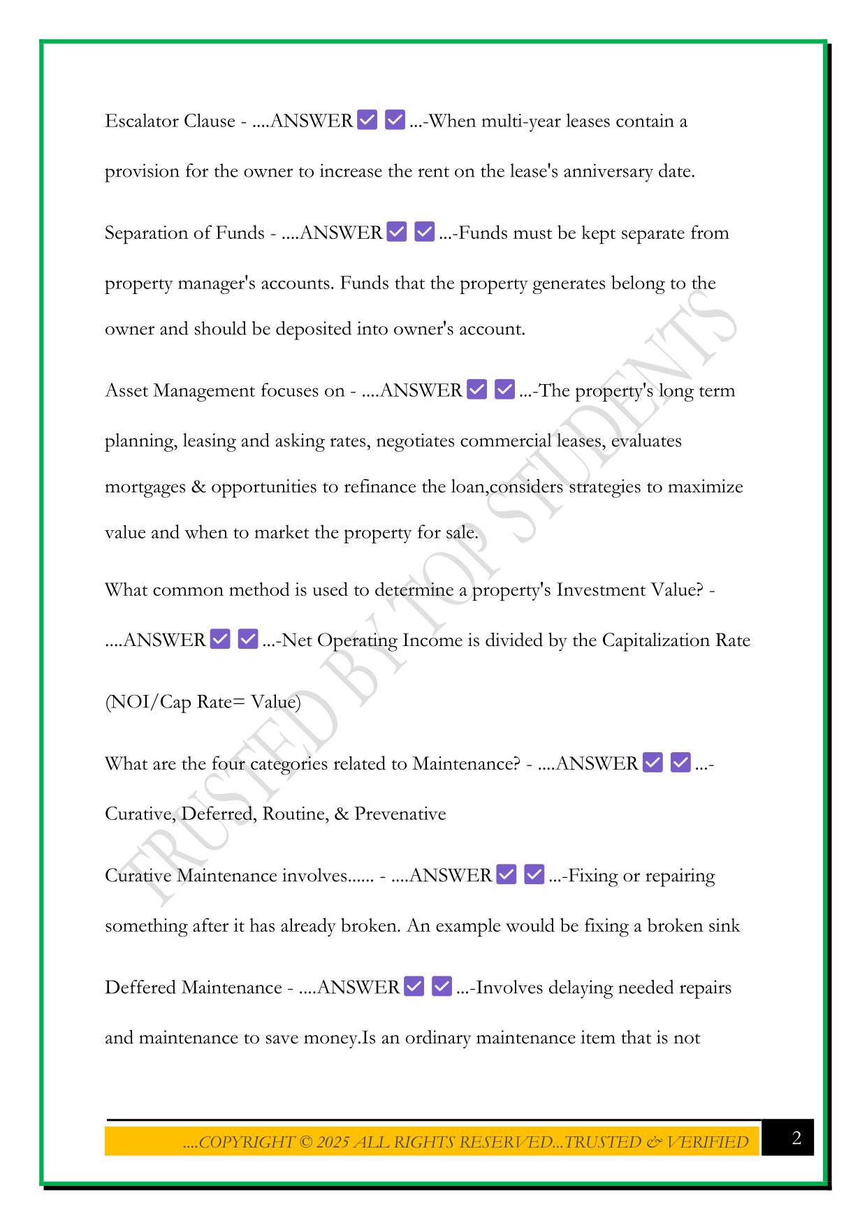 DC PROPERTY MANAGERS STUDY GUIDE 2025 QUESTIONS AND ANSWERS