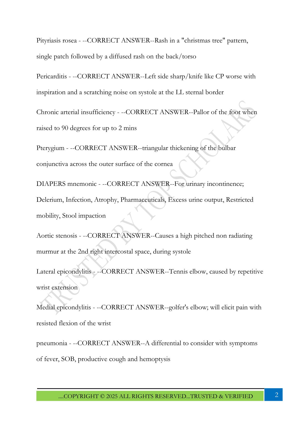 NUR 634- Midterm, Health assessment midterm Exam 2025 Questions and Answers