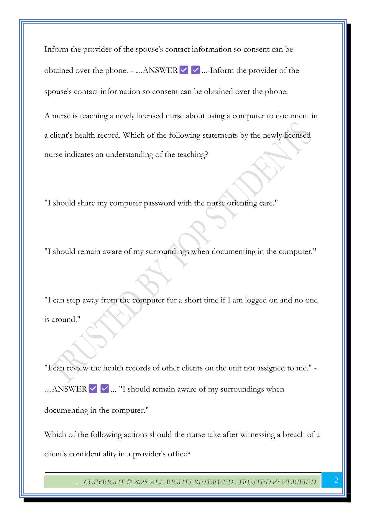 ATI Skills Module 3.0 – HIPAA Exam 2025 Questions and Answers