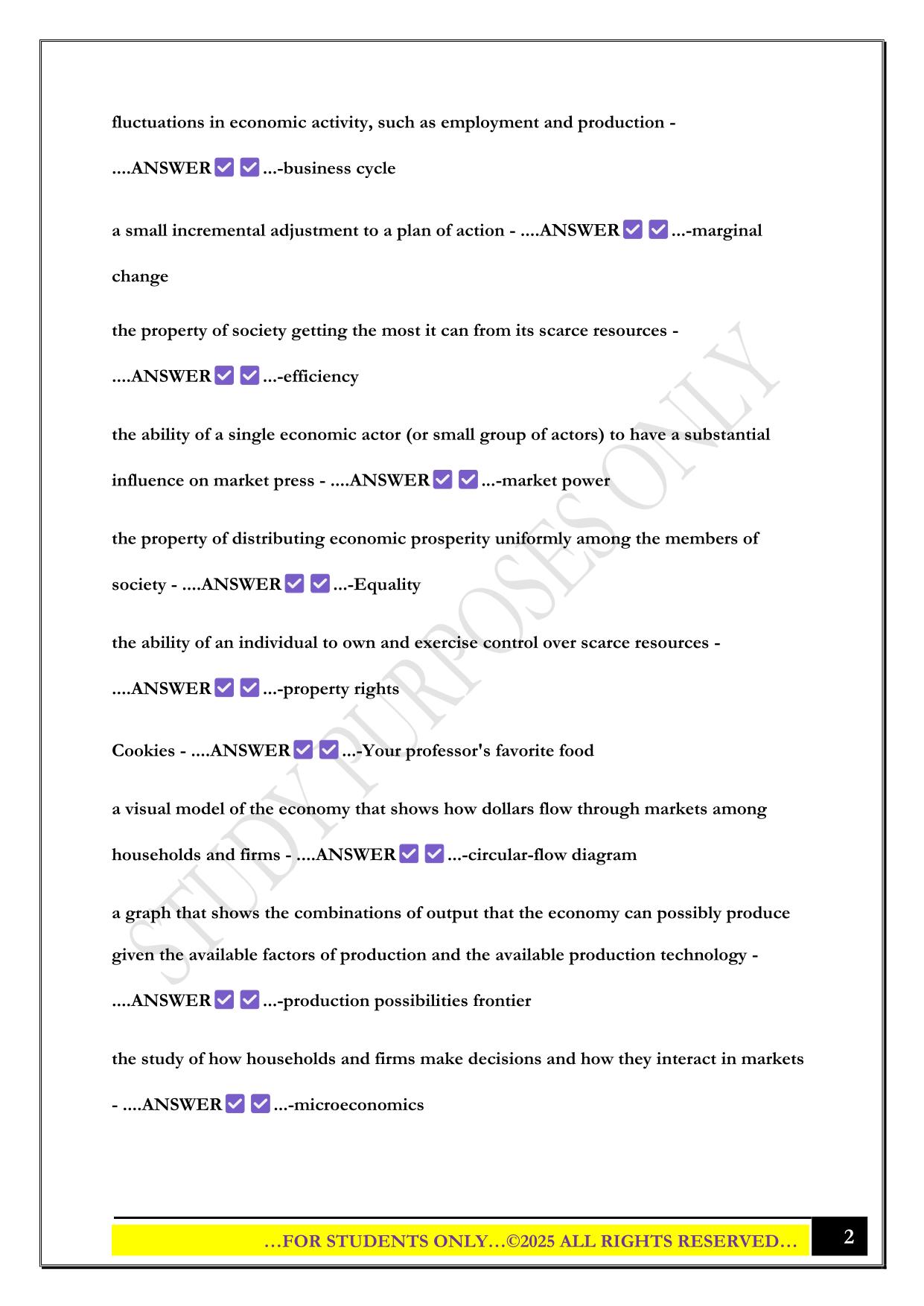 ECN 211 Midterm #1 Exam 2025 Questions and Answers