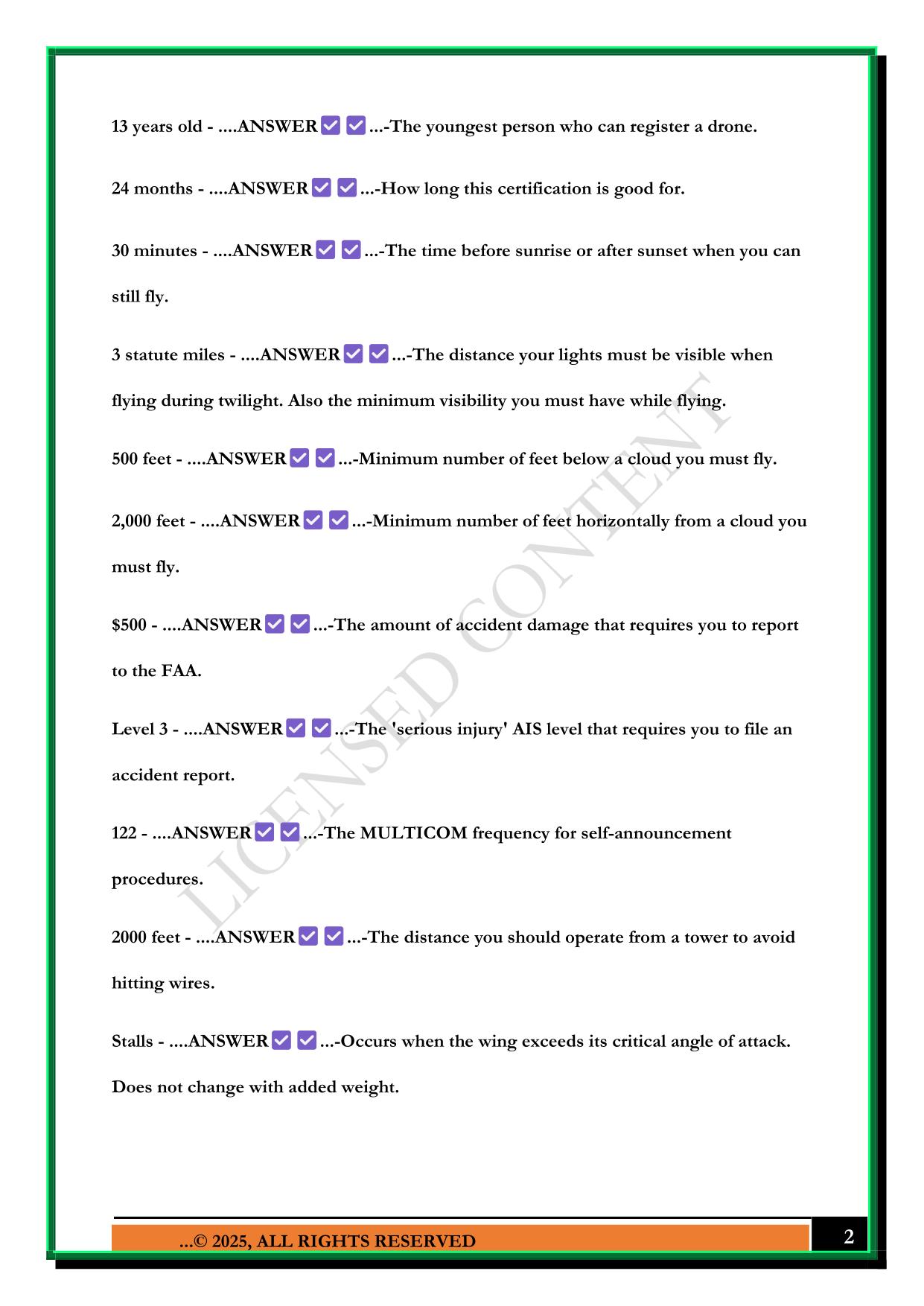 FAA PART 107 DRONE CERTIFICATION STUDY GUIDE 2025 QUESTIONS AND ANSWERS