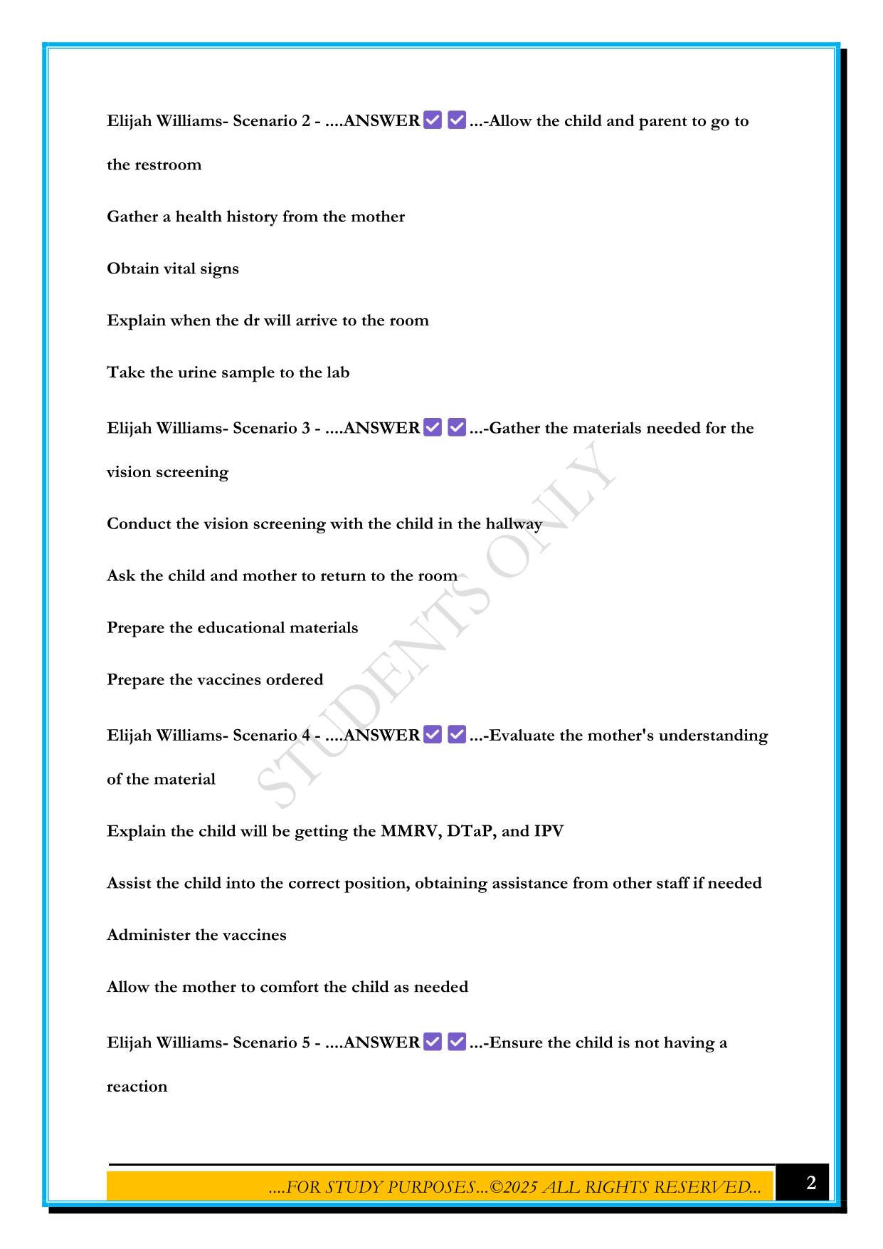 SWIFT RIVER PEDIATRICS EXAM QUESTIONS WITH ANSWERS 2025 MARKING SCHEME