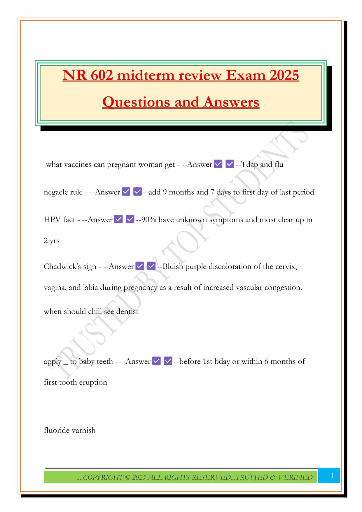 NR 602 midterm review Exam 2025 Questions and Answers