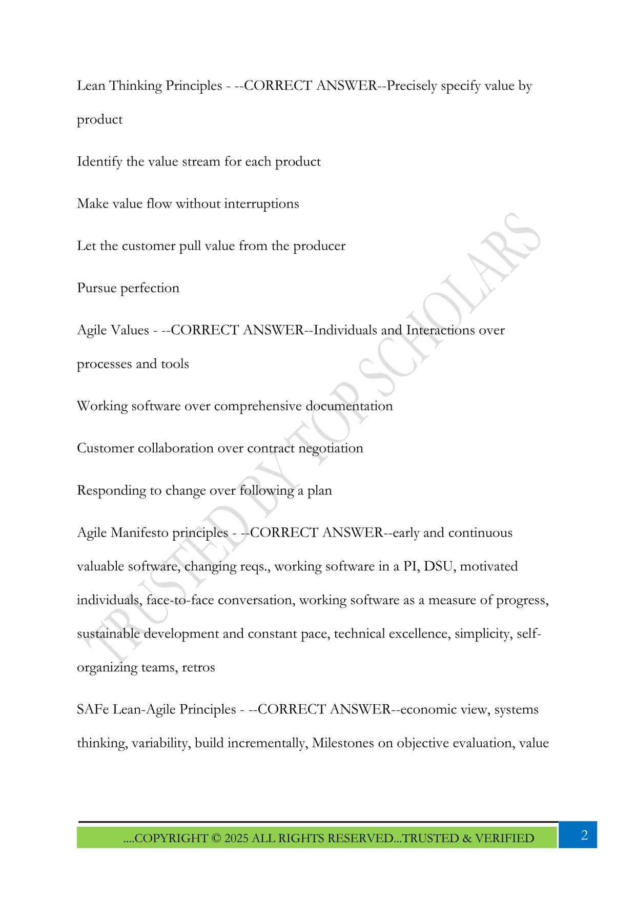 SAFe for POPM - Lesson 1 Exam 2025 Questions and Answers