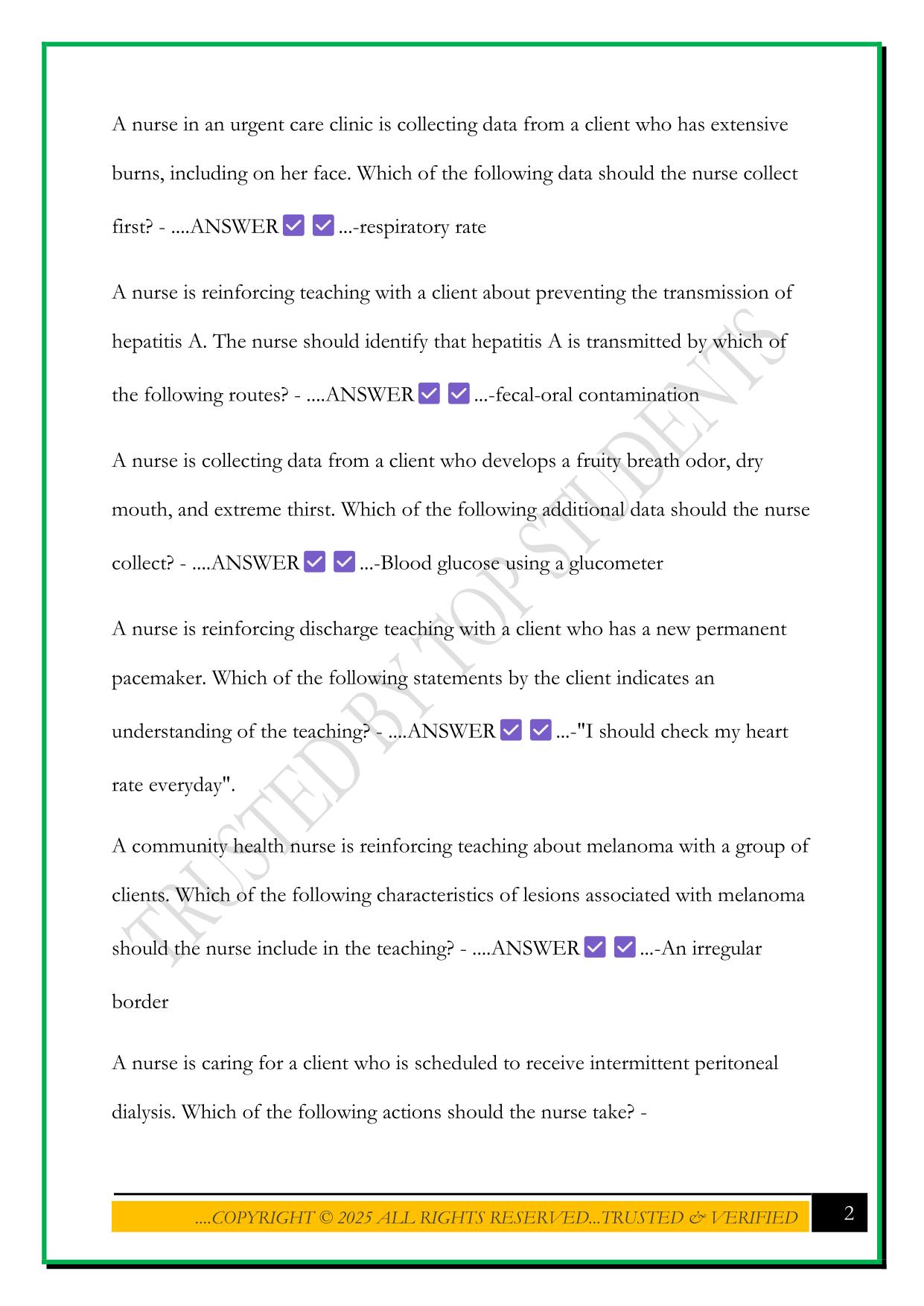 PN LEARNING SYSTEM MEDICAL- SURGICAL: FINAL QUIZ 2025 QUESTIONS AND ANSWERS