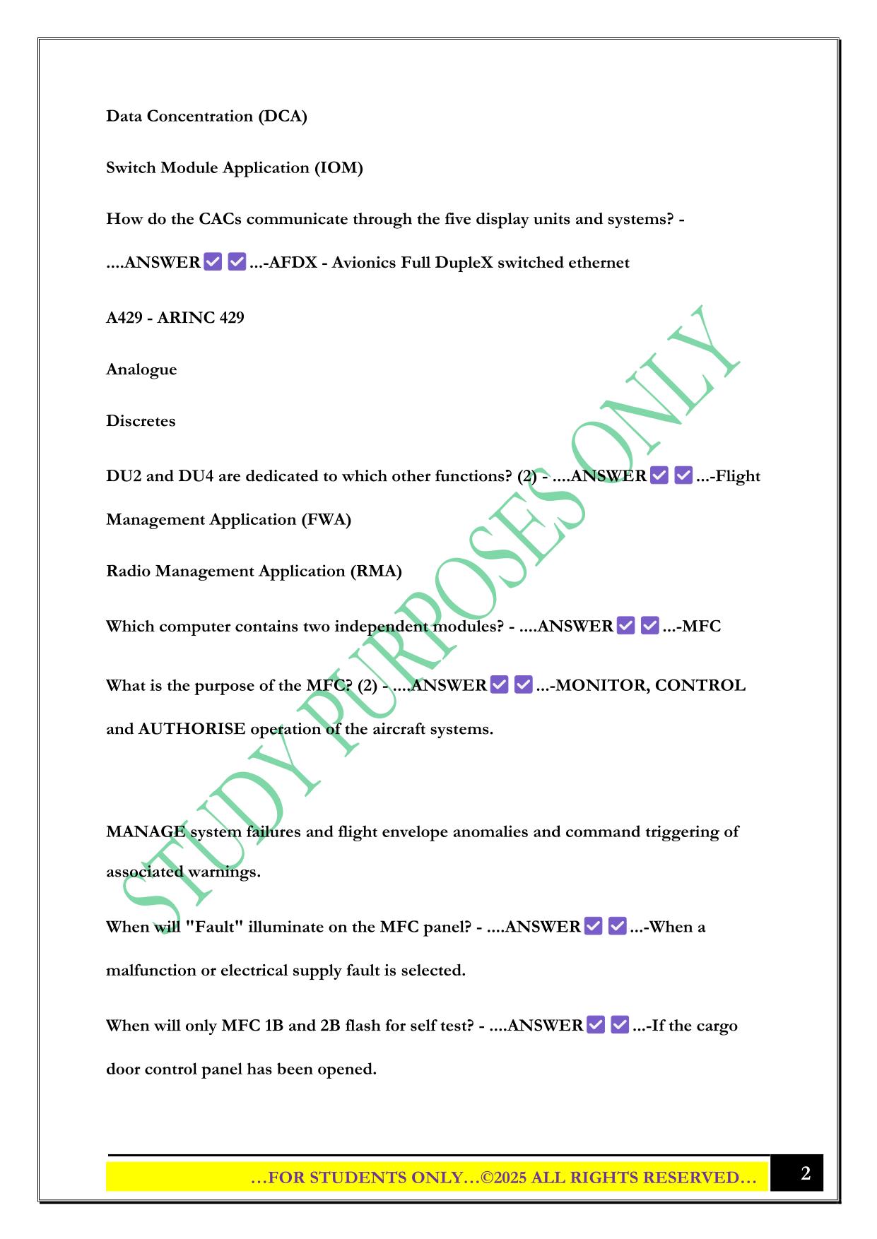 ATR 72-600 Integrated Systems Exam 2025 Questions and Answers