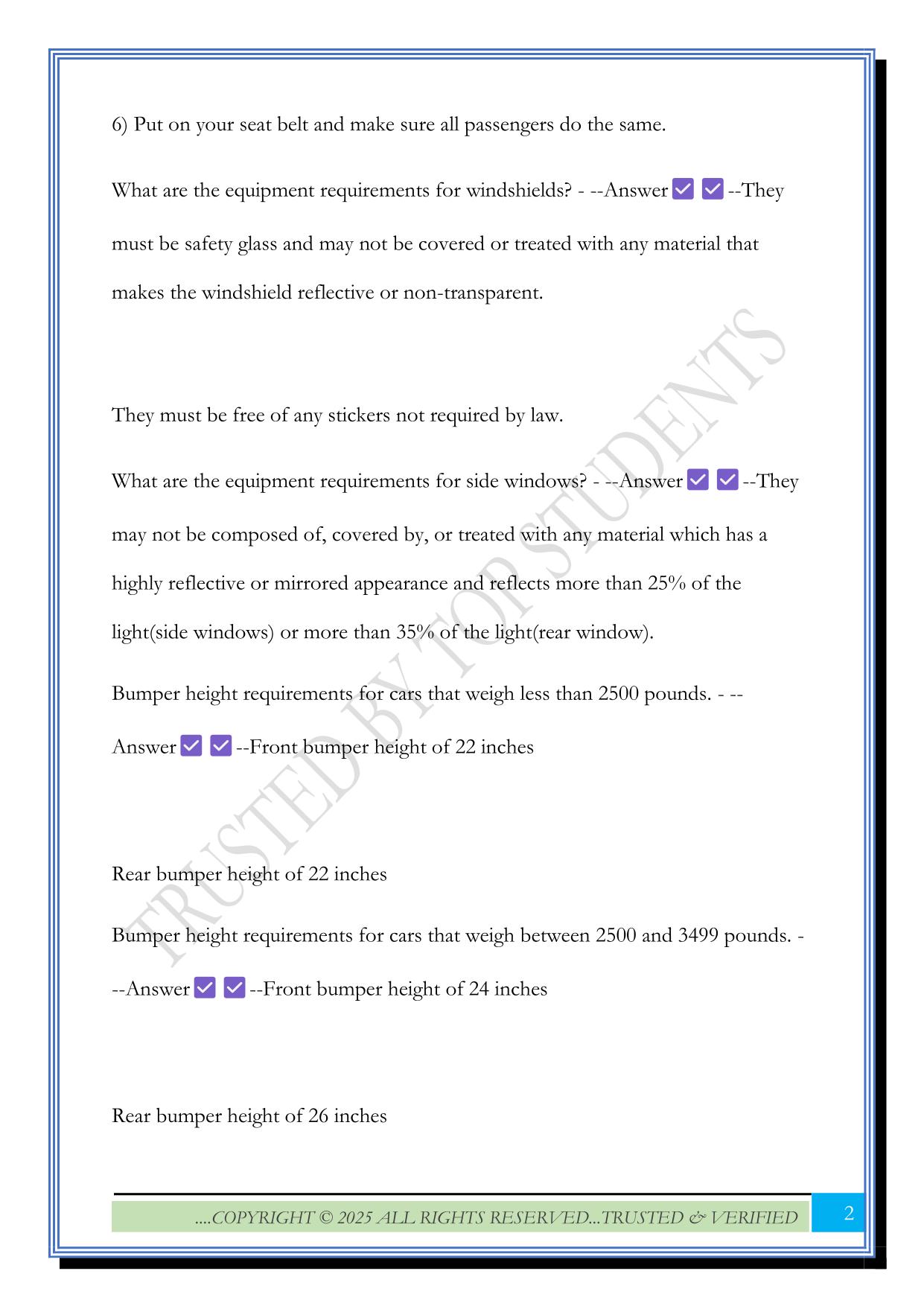 Florida Driver Manual Study Guide for Knowledge Exam 2025 Questions and Answers