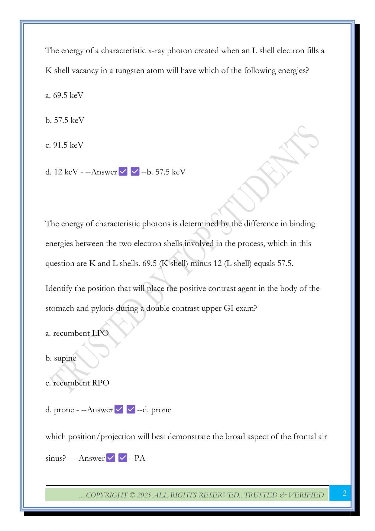 ARRT Registry Exam review 2025 Questions and Answers