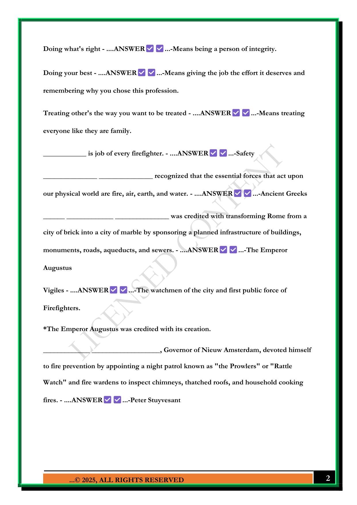 INDIANA FIREFIGHTER I/II EXAM 2025 QUESTIONS AND ANSWERS