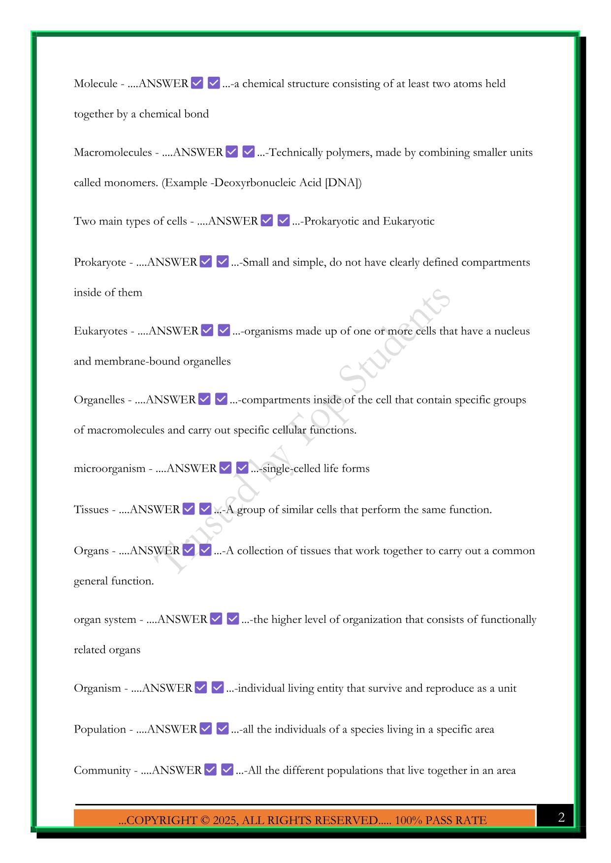 WGU C190 INTRODUCTION TO BIOLOGY EXAM 2025 QUESTIONS AND ANSWERS