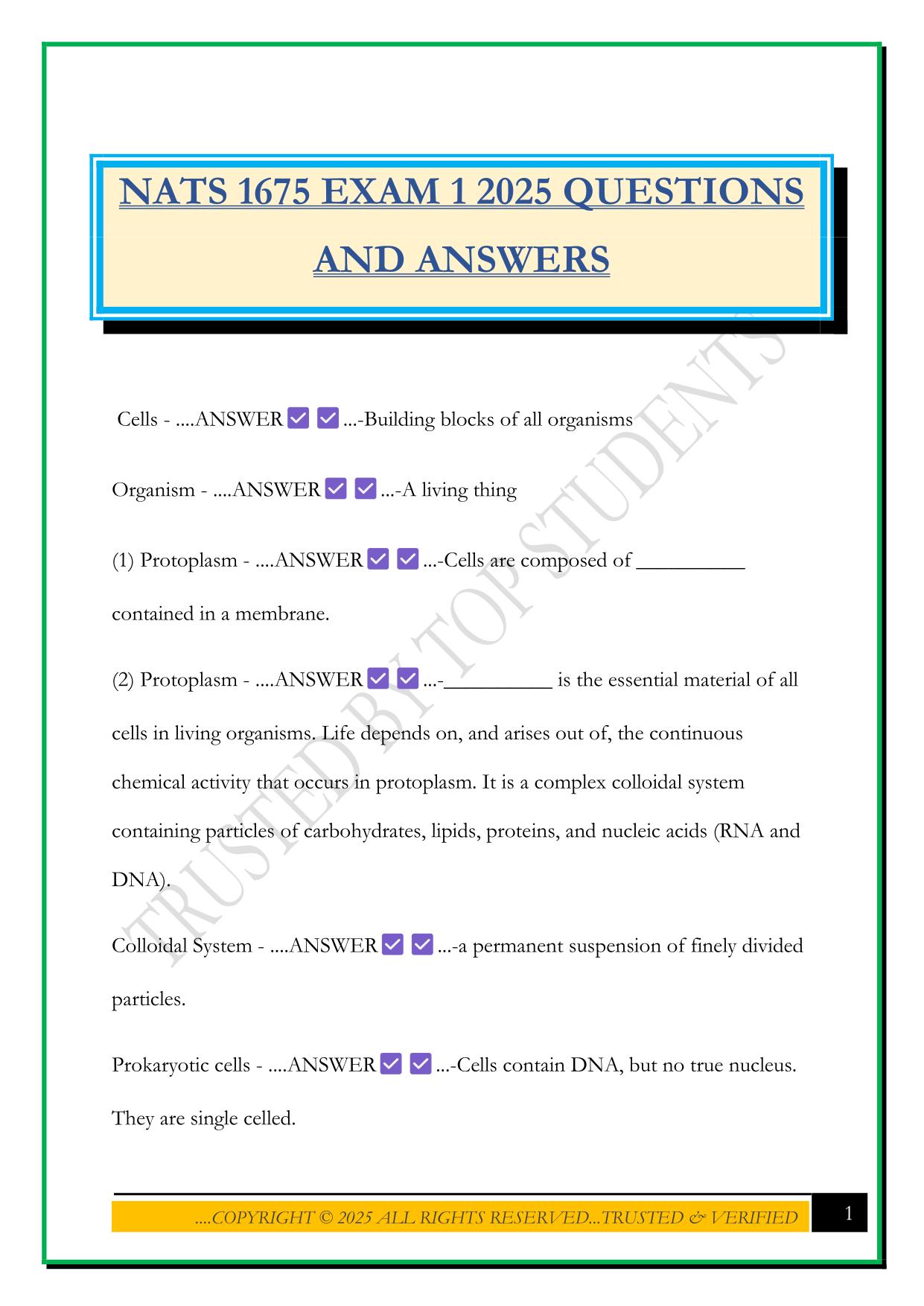 NATS 1675 EXAM 1 2025 QUESTIONS AND ANSWERS