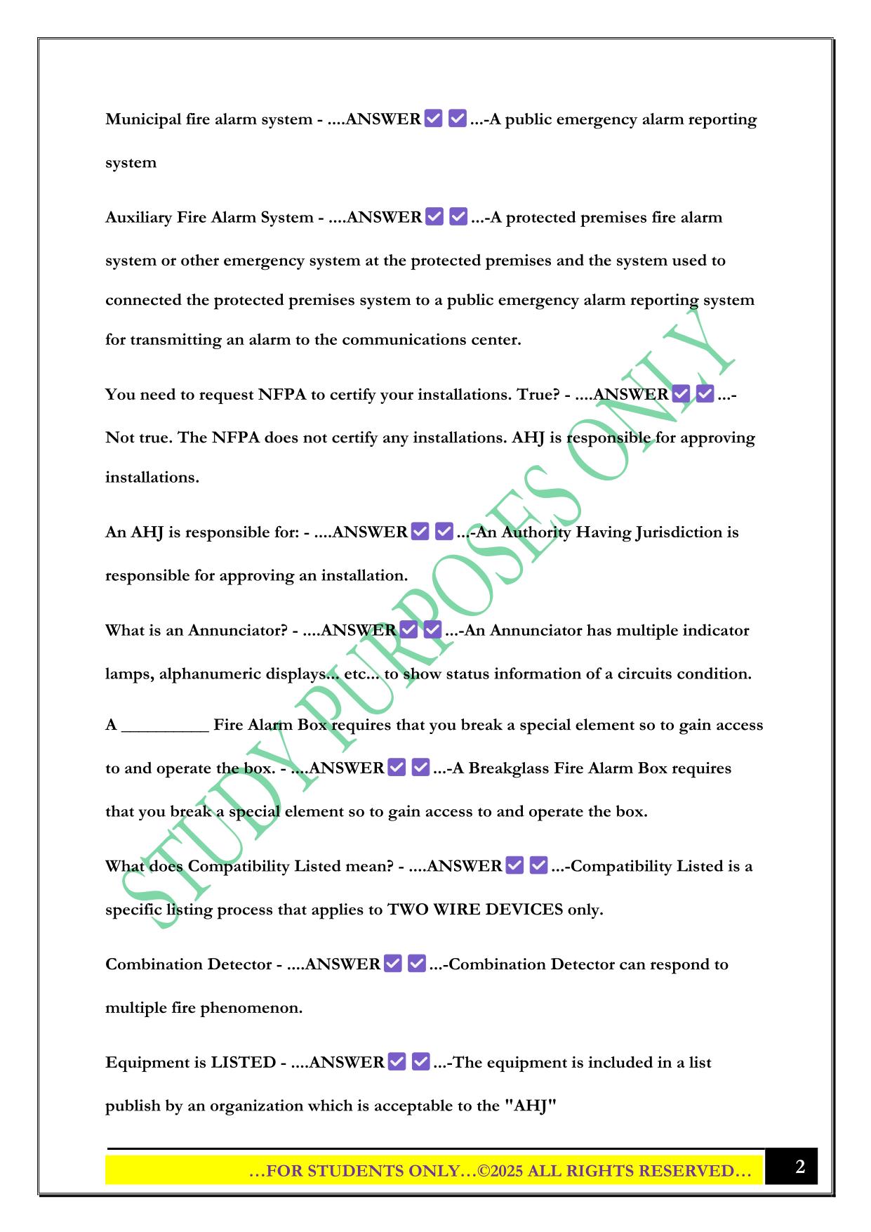 NICET Fire Alarm Exam 2025 Questions and Answers