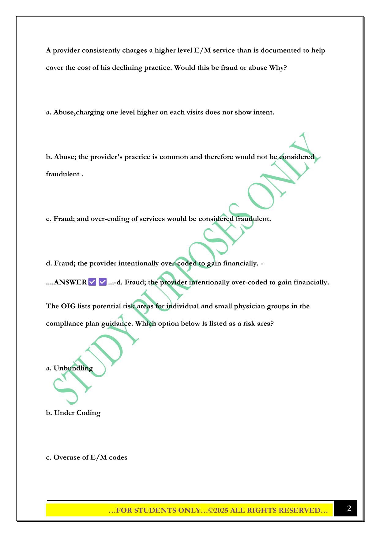 CPMA EXAM 2025 QUESTIONS AND ANSWERS