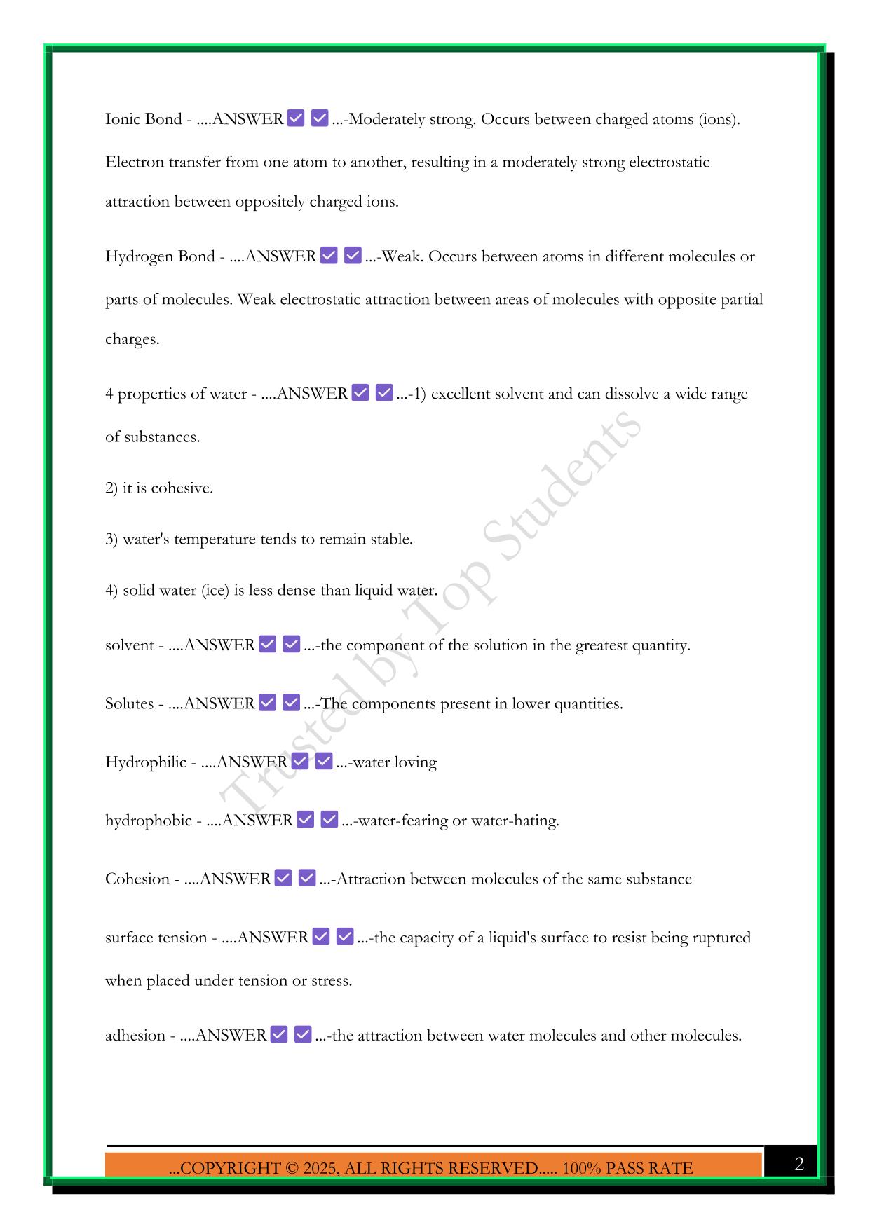 INTRO TO BIOLOGY UNIT 2- WGU (C190) EXAM 2025 QUESTIONS AND ANSWERS