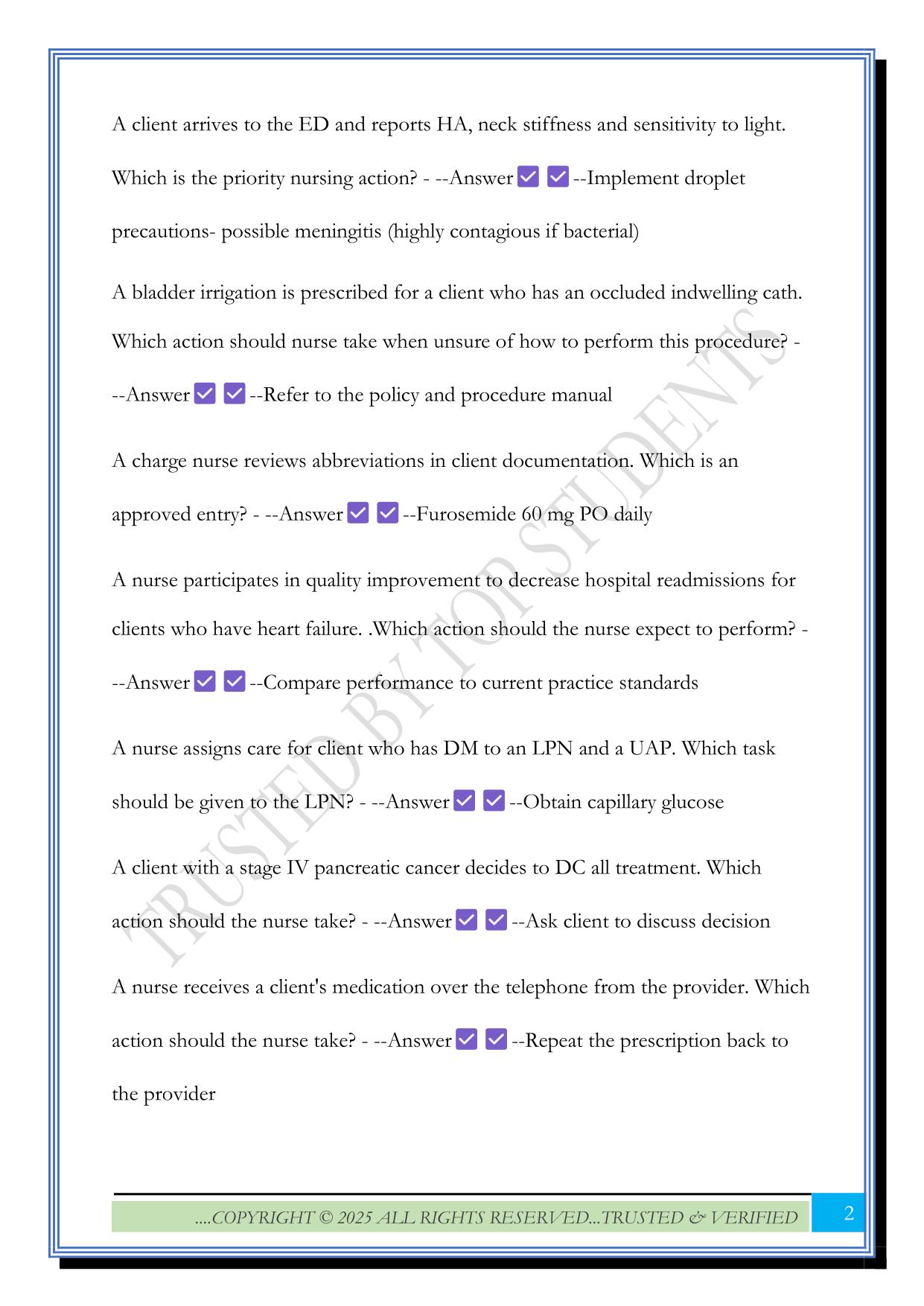 ATI NCLEX Practice Questions 2025 with Correct Answers