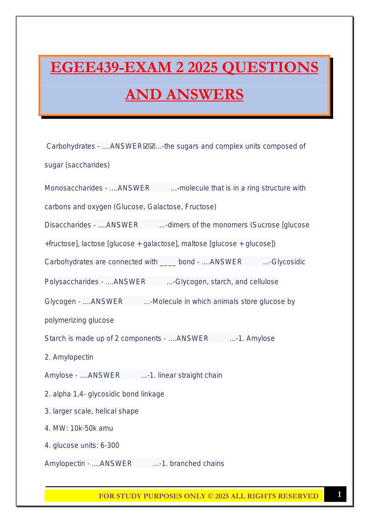 EGEE439-EXAM 2 2025 QUESTIONS AND ANSWER