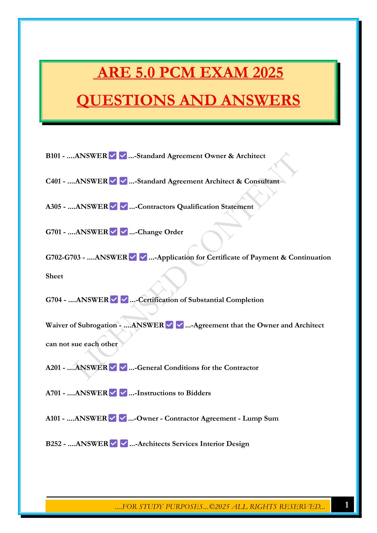 ARE 5.0 Bundled Exams 2025/2026 |Questions and Answers |100% Pass