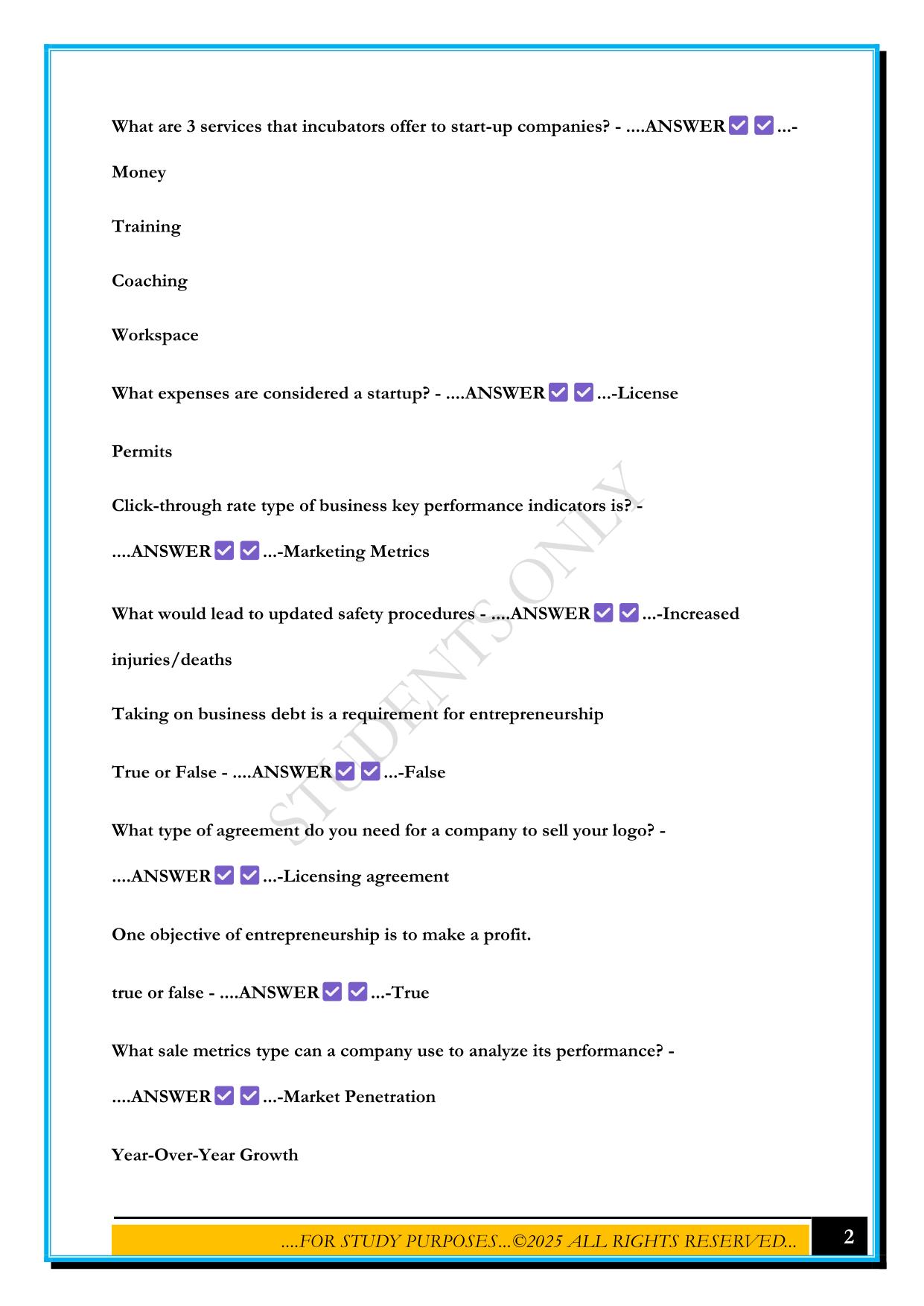 ESB STUDY REVIEW 2025 QUESTIONS AND ANSWERS