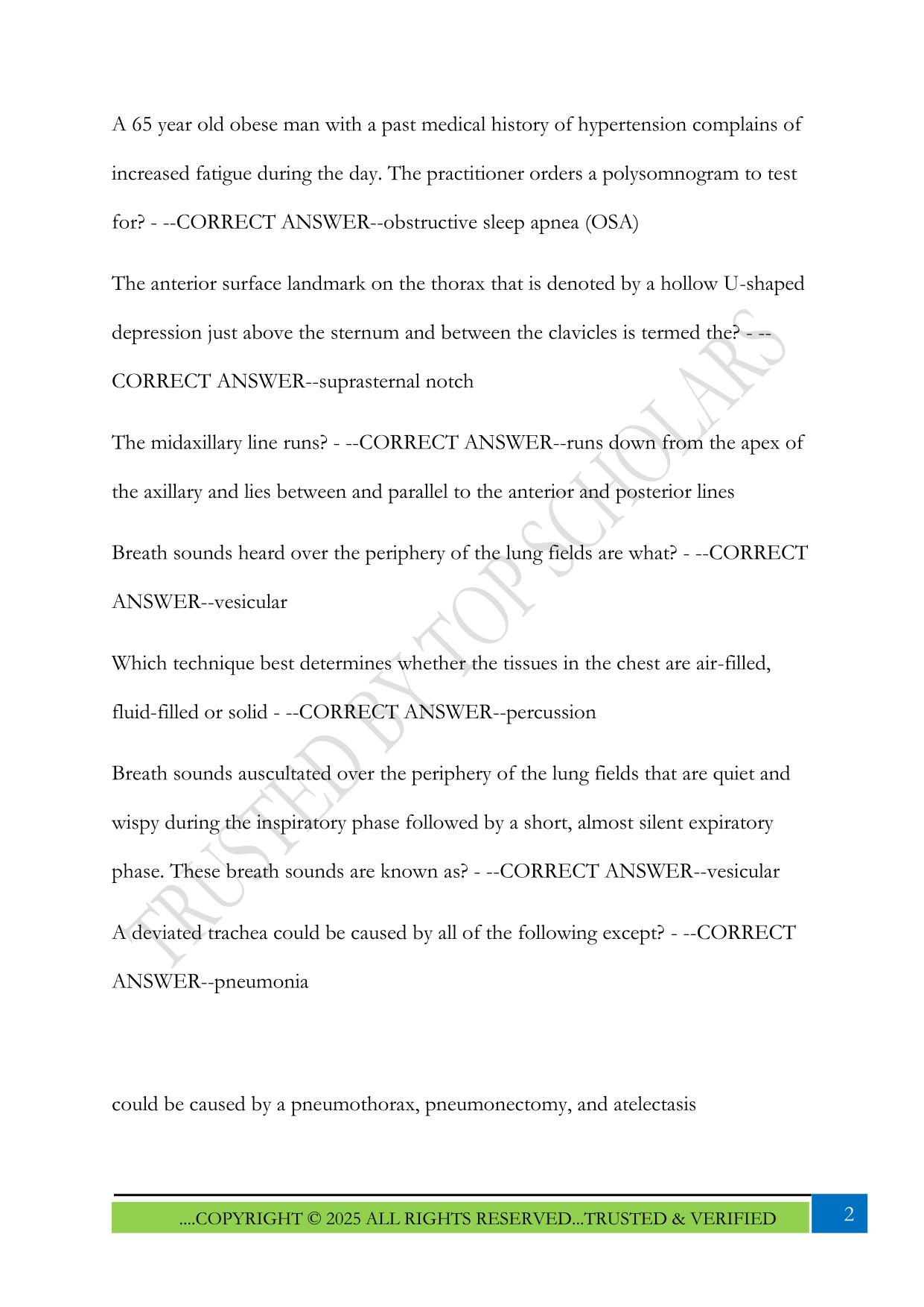 Respiratory Qbank NUR 634 Exam 2025 Questions and Answers