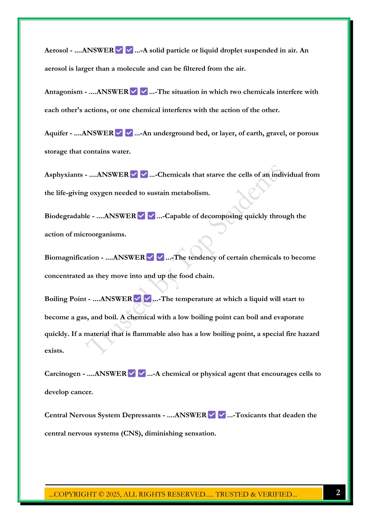FEMA IS-005.A: AN INTRODUCTION TO HAZARDOUS MATERIALS EXAM 2025 QUESTIONS AND ANSWERS