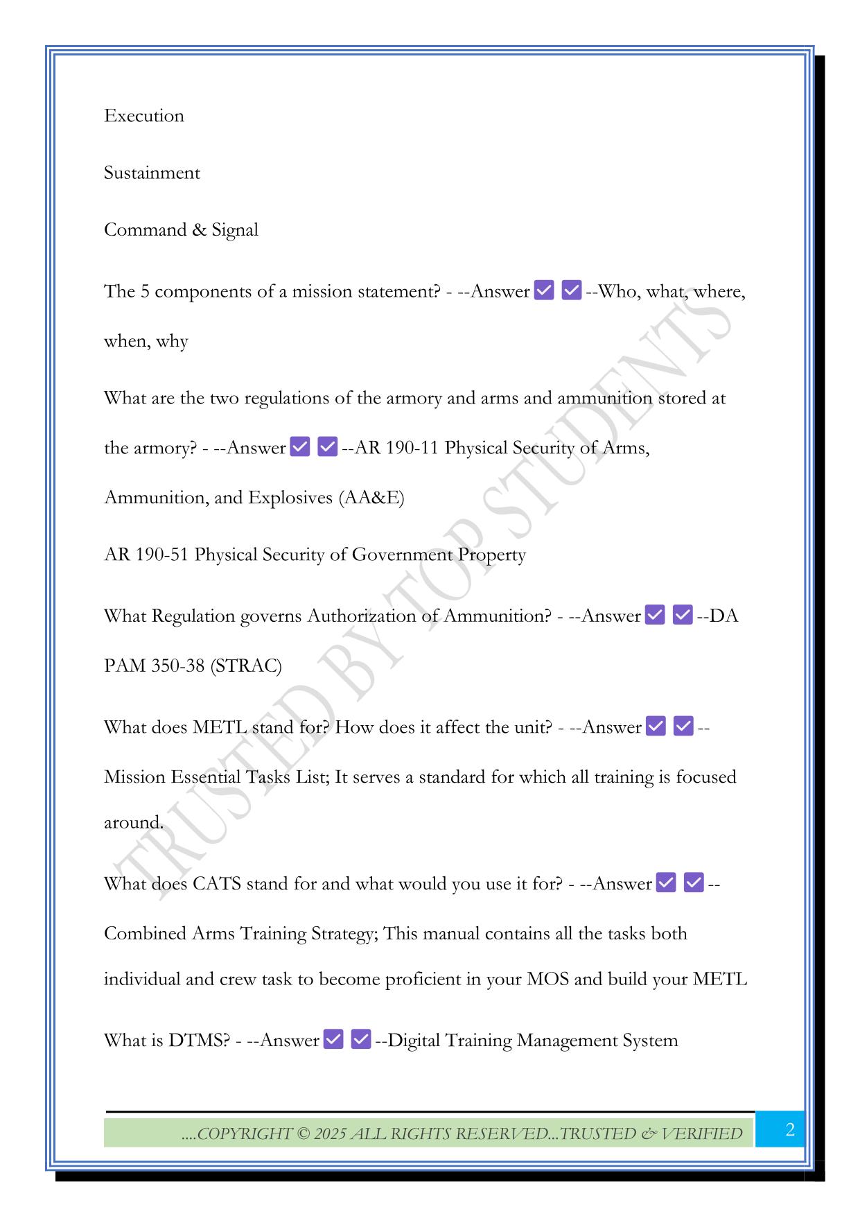 Training NCO Study guide 2025 Questions and Answers
