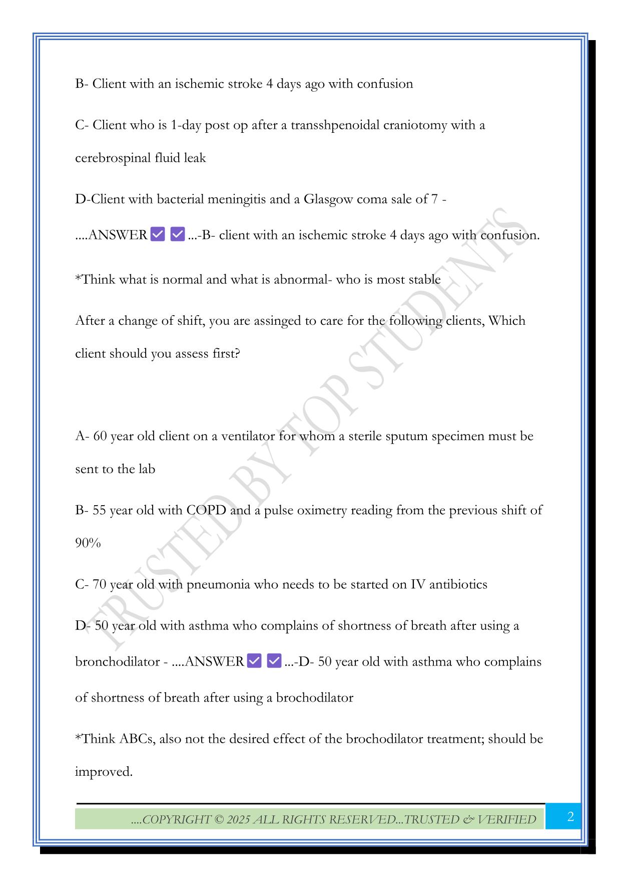 Capstone Exam 1 2025 Questions and Answers