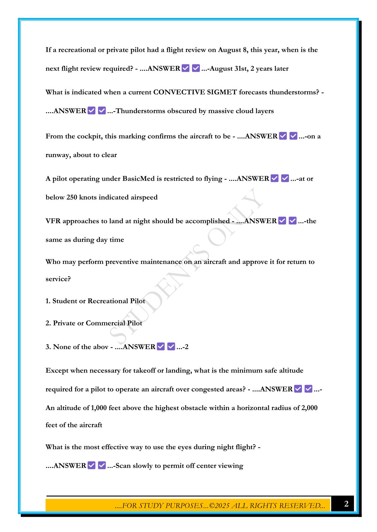 GROUND SCHOOL EXAM 2025 QUESTIONS AND ANSWERS