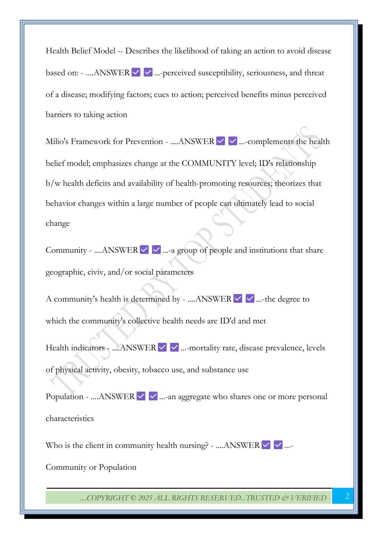 ATI Community Health Nursing: Chapter 1 Exam 2025 Questions and Answers
