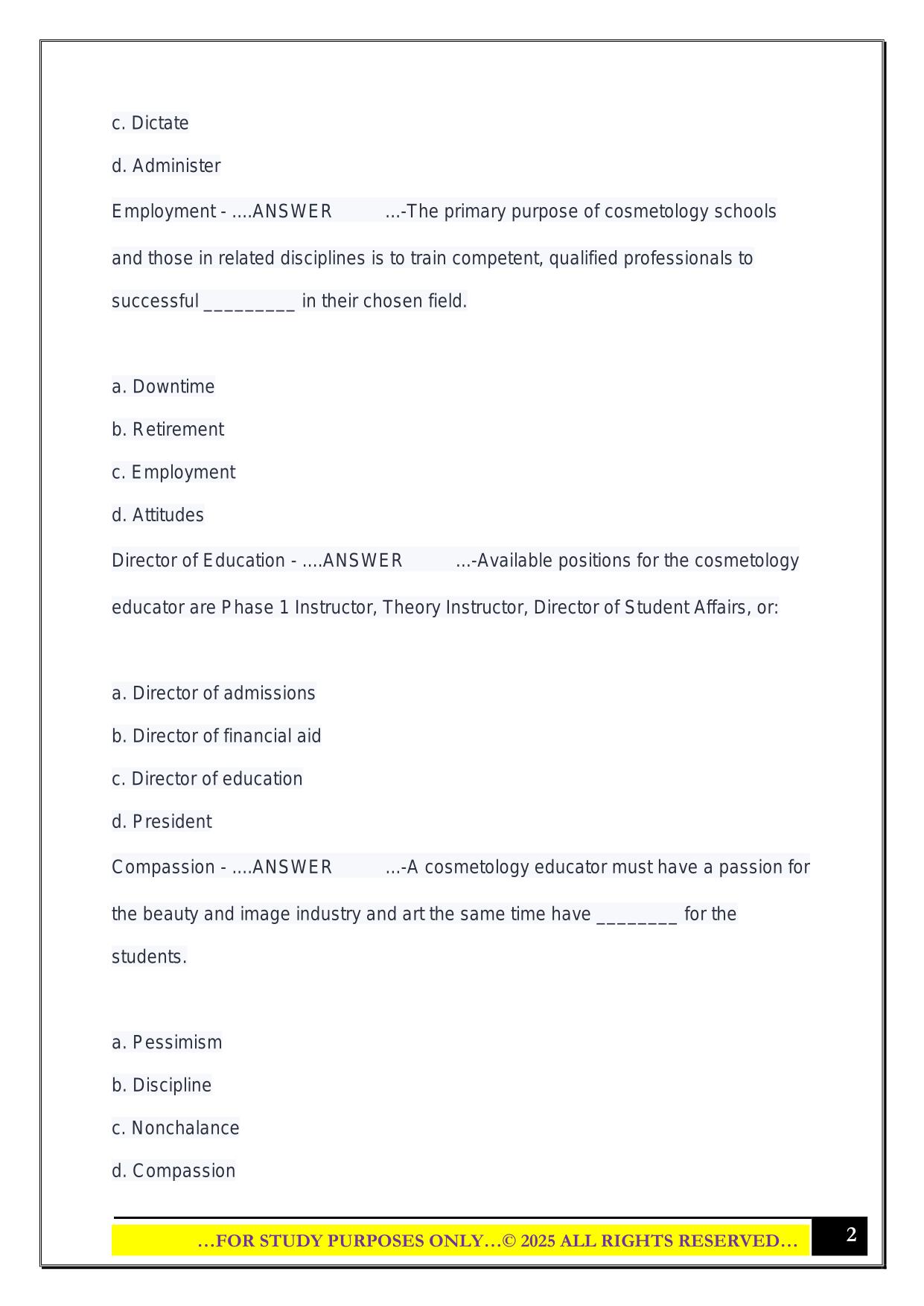 UTAH 3rd edition Master Educator Exam 2025 Questions and Answers