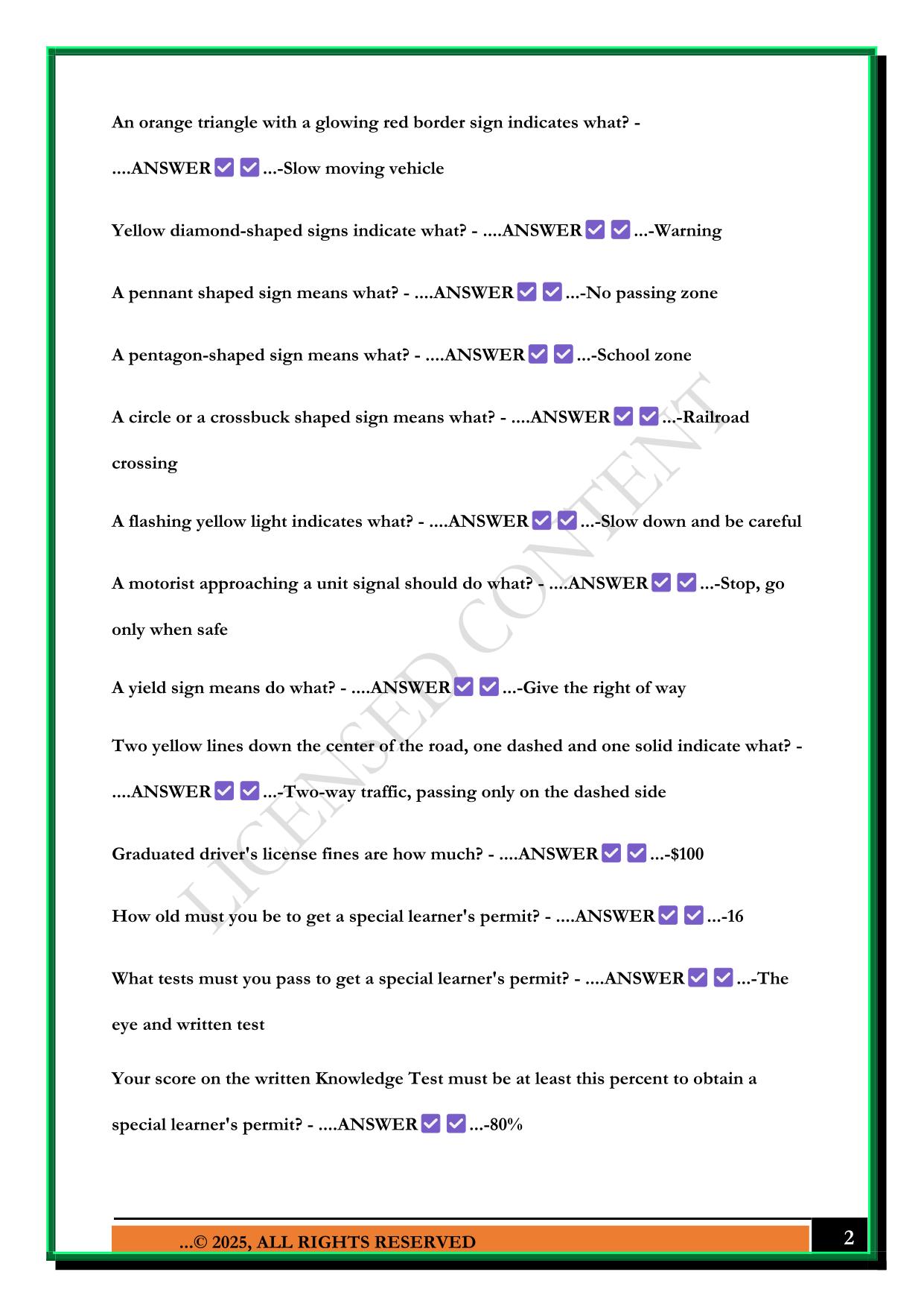NJ DRIVER'S PRACTICE TEST 2025 QUESTIONS AND ANSWERS