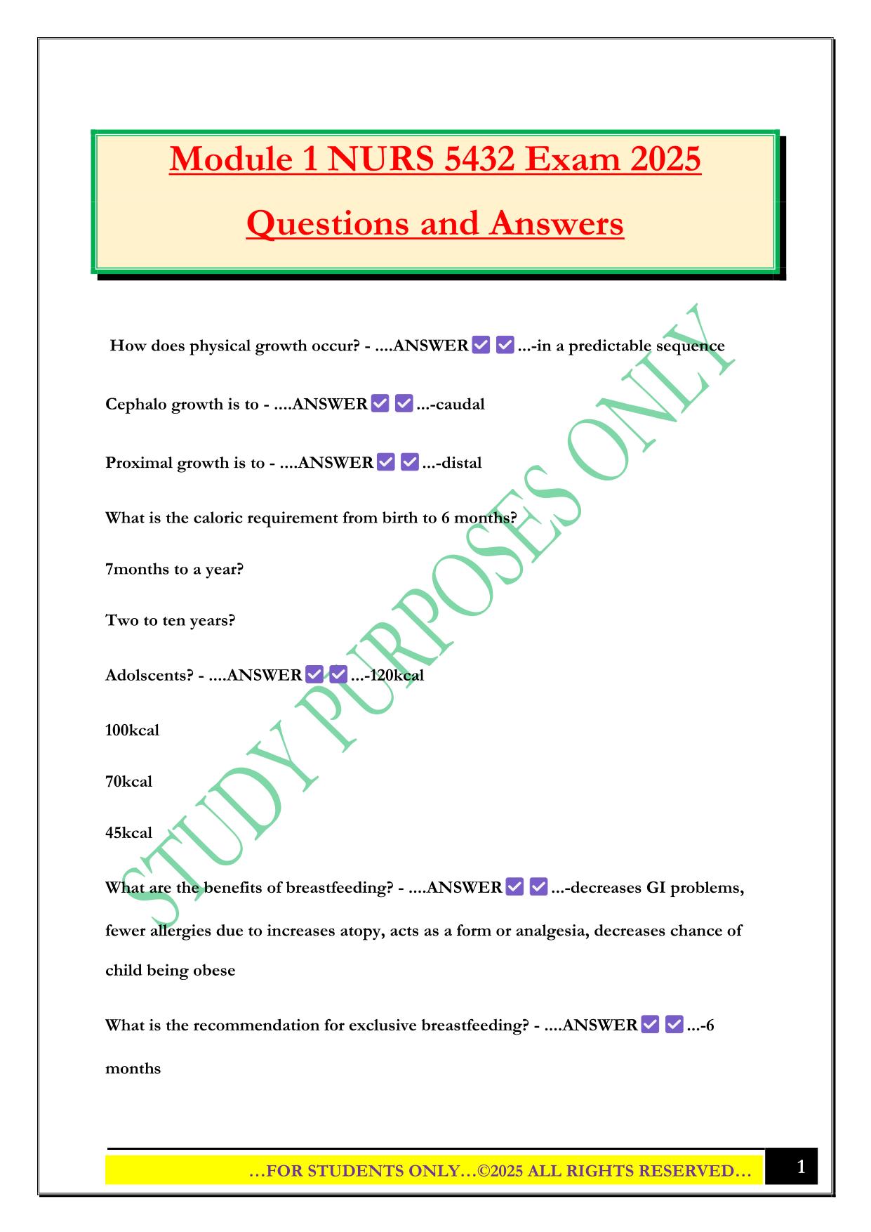 Module 1 NURS 5432 Exam 2025 Questions and Answers