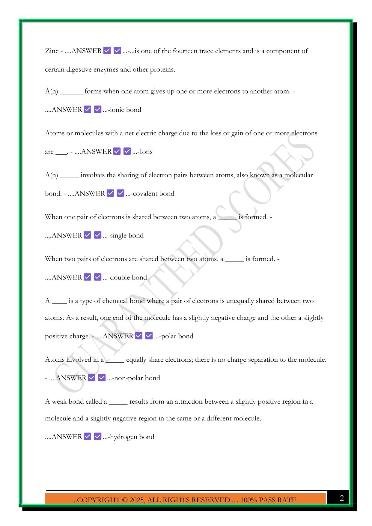 BIO 100 EXAM 1 - MASTERING BIOLOGY QUESTIONS WITH CORRECT ASWERS