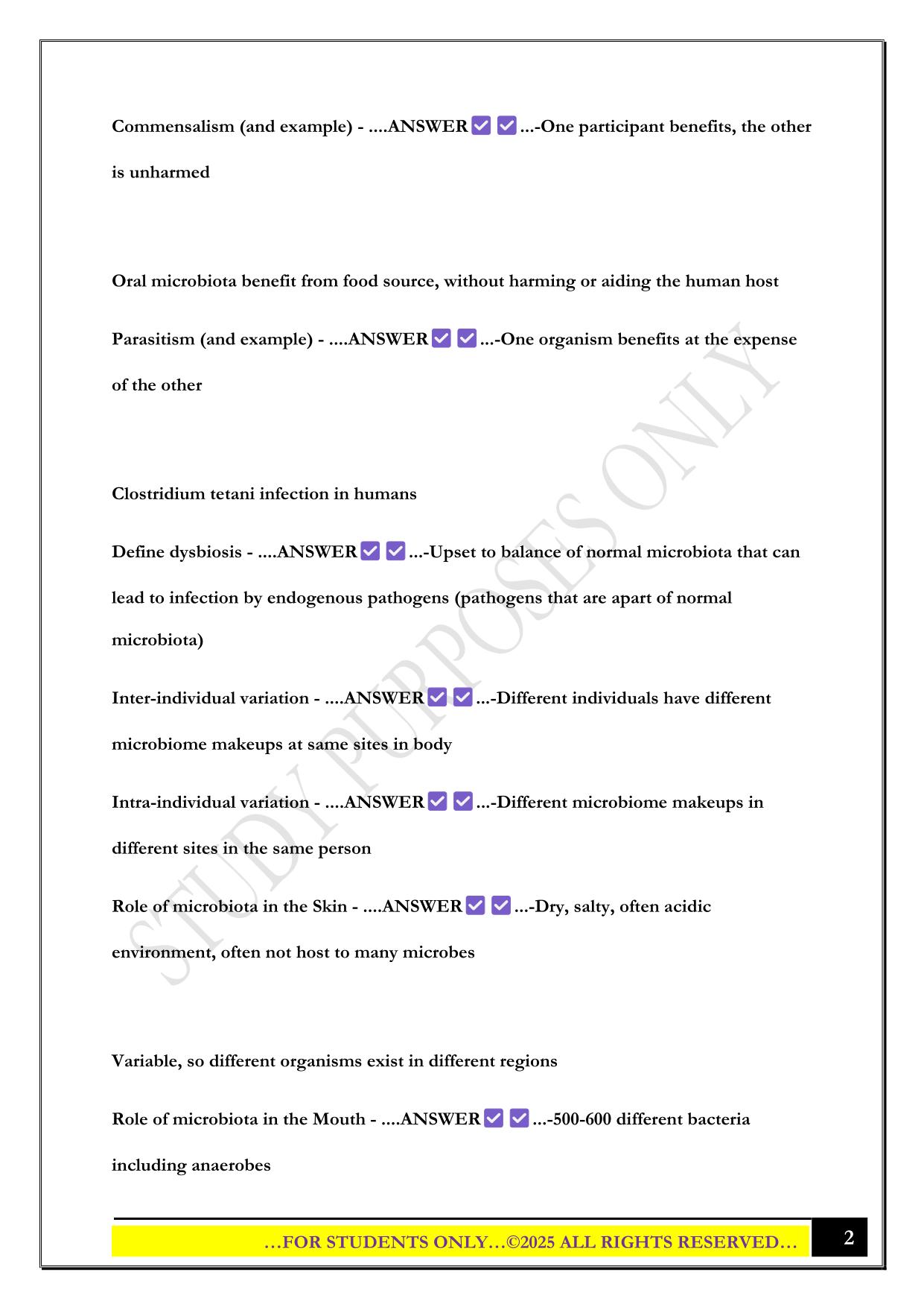 BMS2052 - Test 1 - Week 1 2025 Questions and Answers