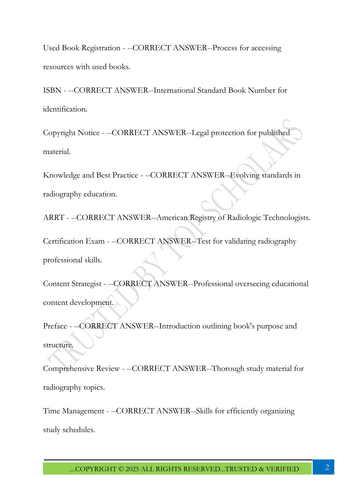 Mosby's Comprehensive Review of Radiography Exam 2025 Questions and Answers