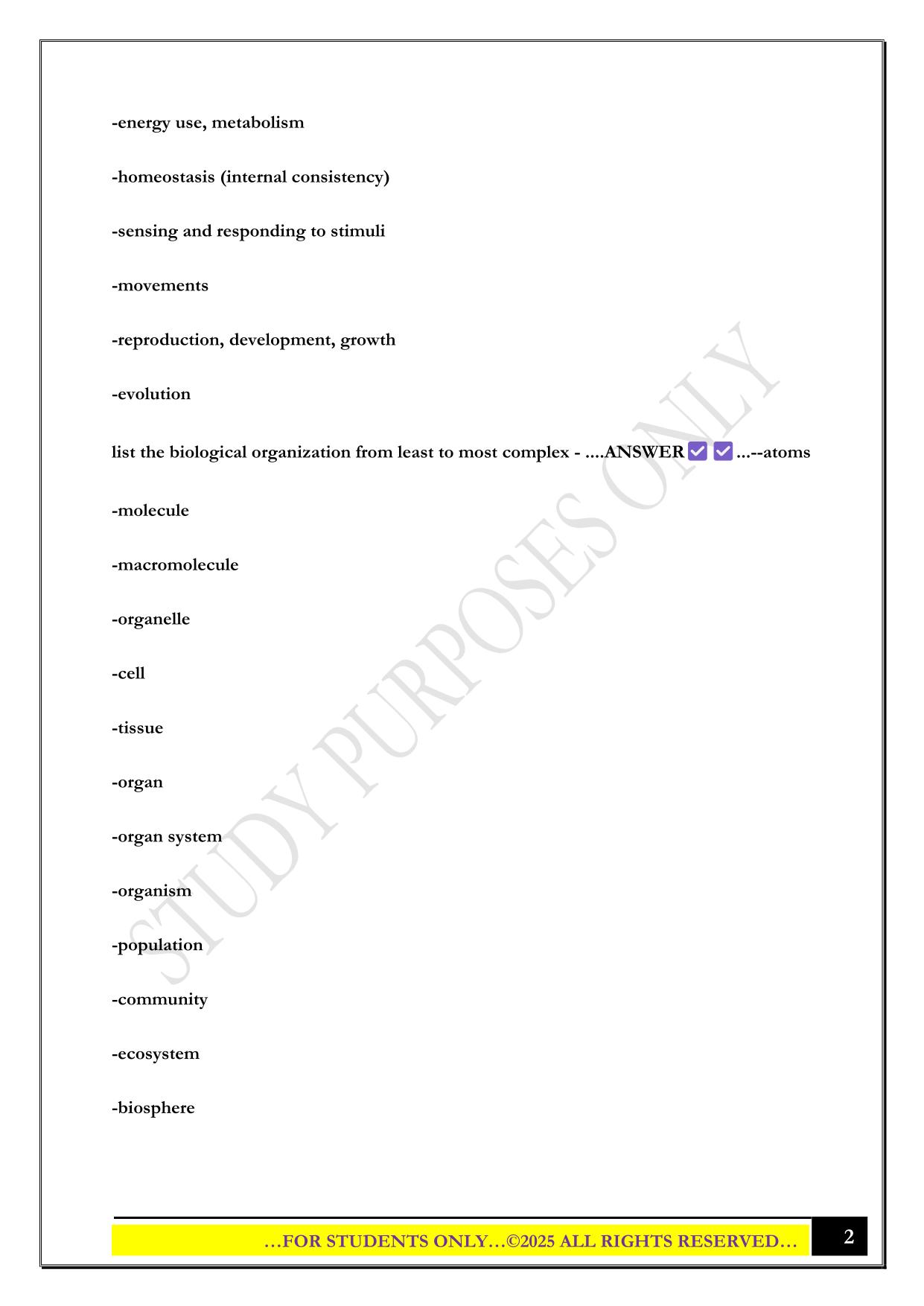 Biology 201 Fall 2025 - Exam 1- Uwe Pott – UWGB Questions and Answers