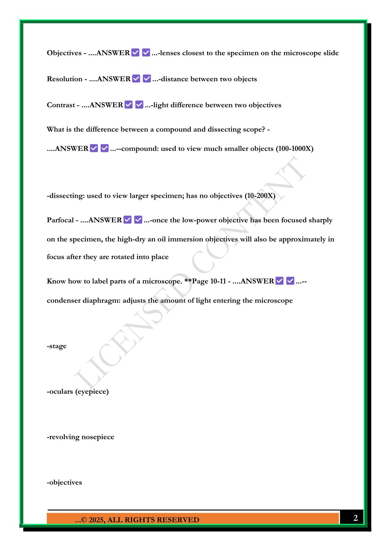 MBIO 3401 LAB EXAM 1 2025 QUESTIONS AND ANSWERS