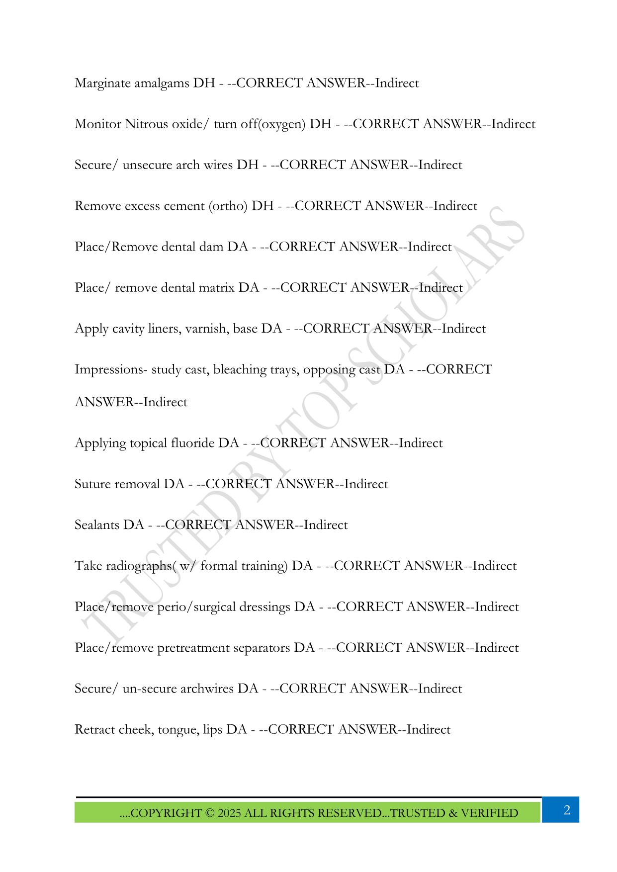 Florida Laws and Rules (Dental Hygiene) Levels of Supervision Exam 2025 Questions and Answers