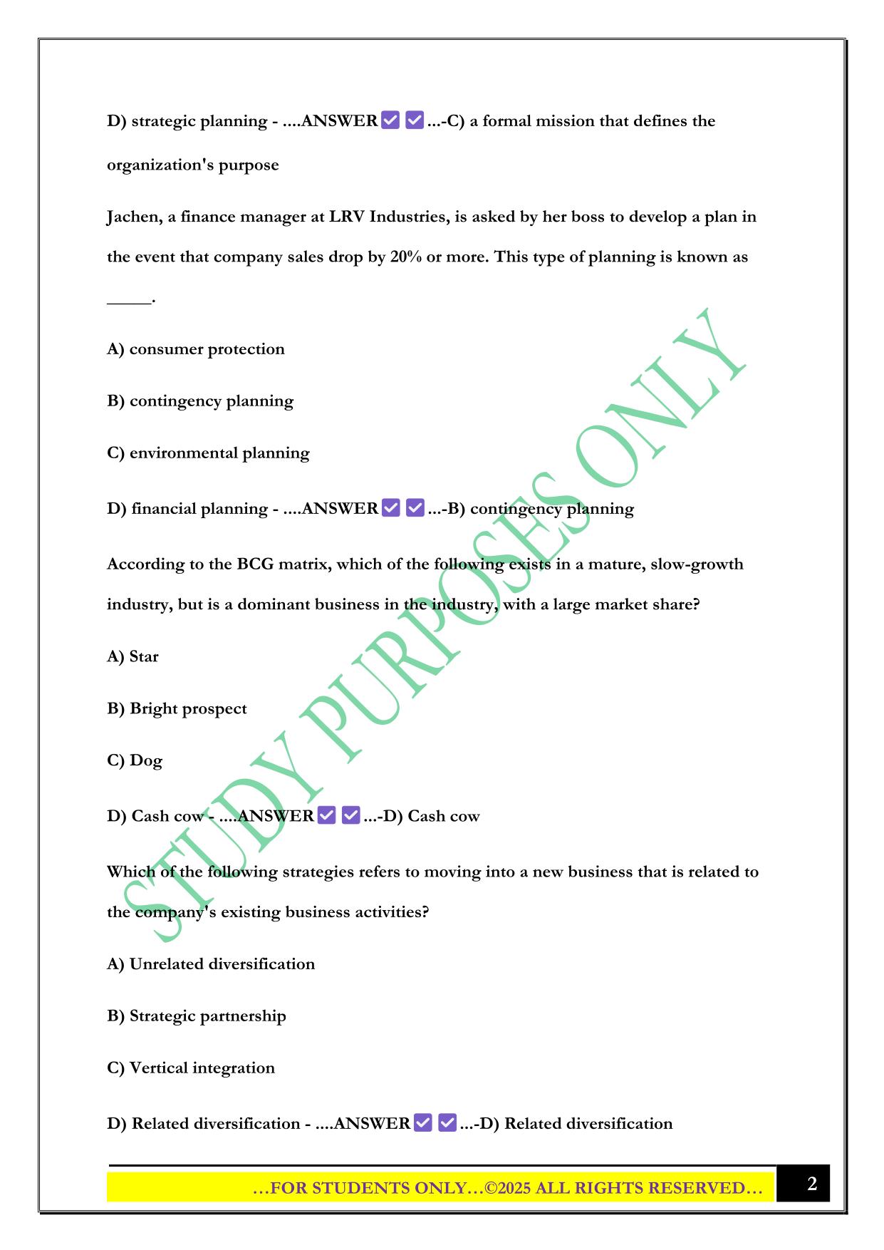 BMGT-1327 Exam 2 2025 Questions and Answers