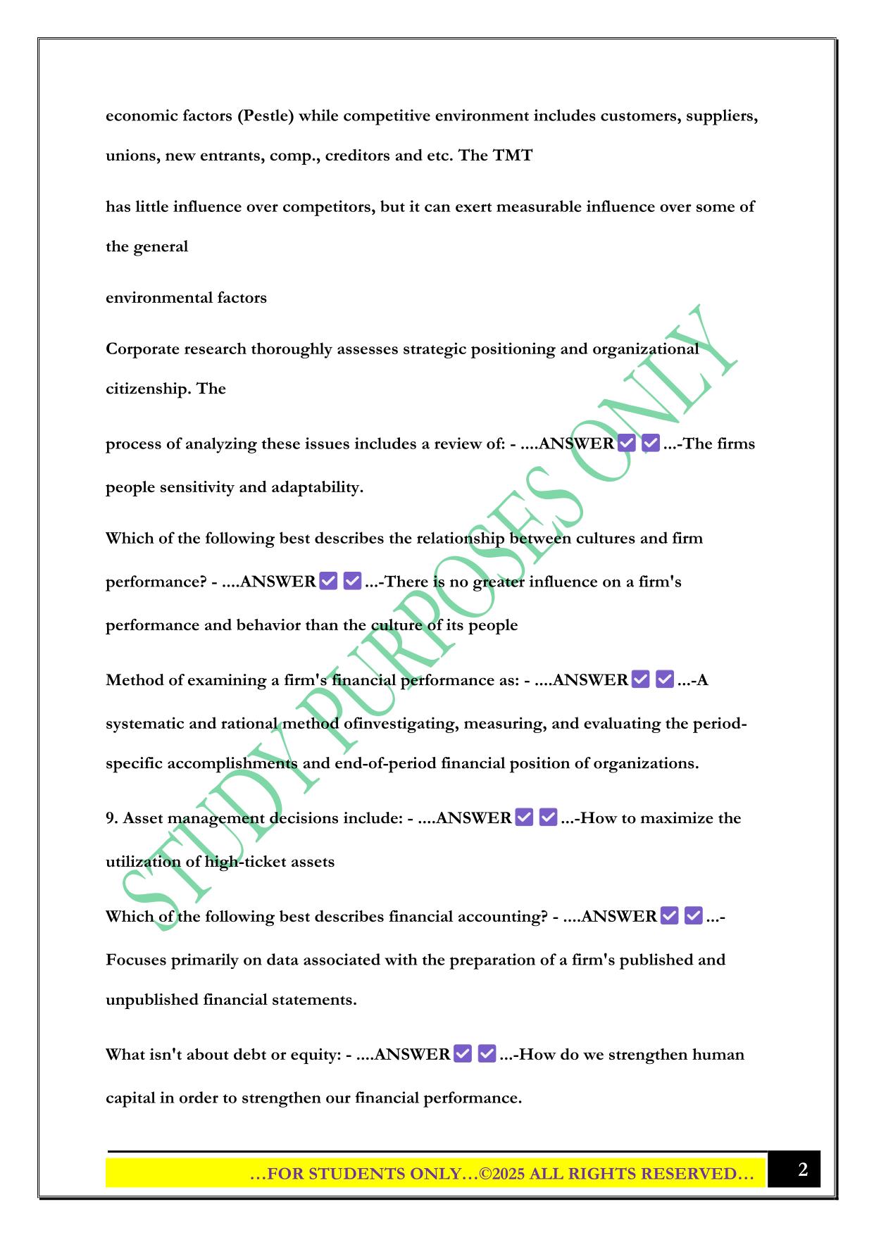 BMGT 481 EXAM 2 2025 QUESTIONS AND ANSWERS