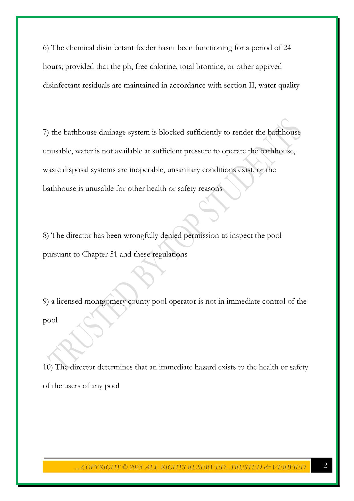 POOL OPERATOR EXAM 2025 QUESTIONS AND ANSWERS
