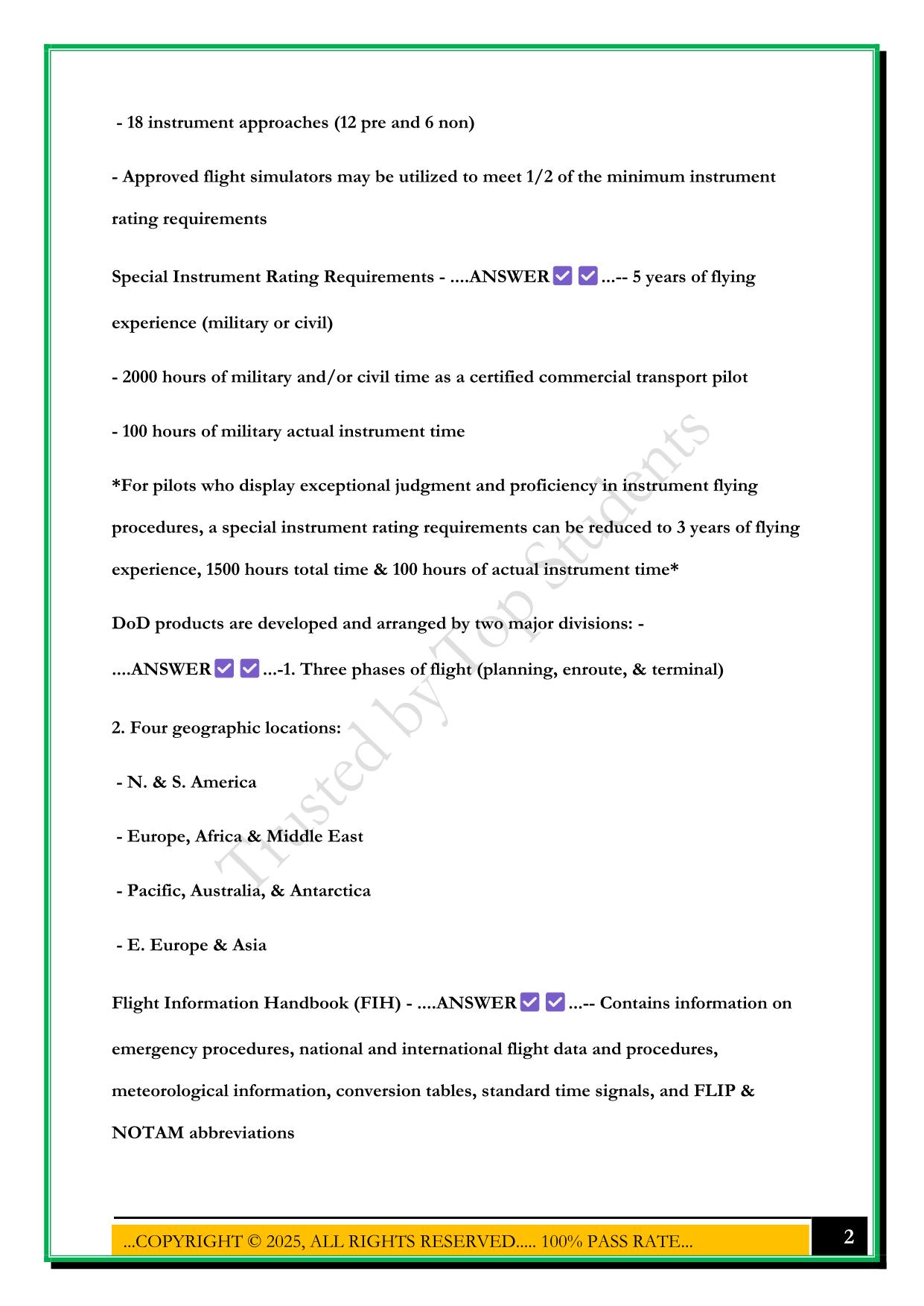 MCALMS INSTRUMENT GROUND SCHOOL EXAM 2025 QUESTIONS AND ANSWERS