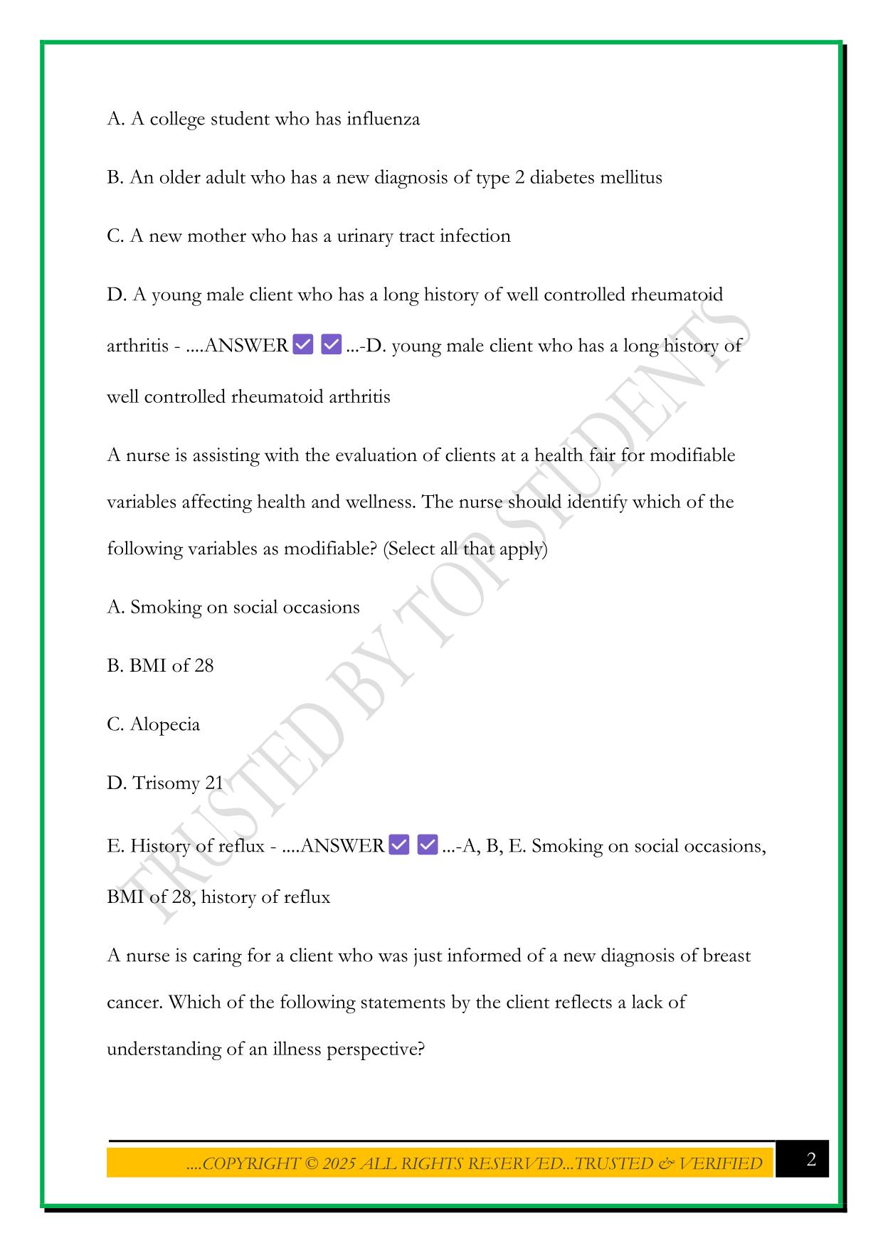 PN ADULT MEDICAL SURGICAL NURSING EXAM 2025 QUESTIONS AND ANSWERS