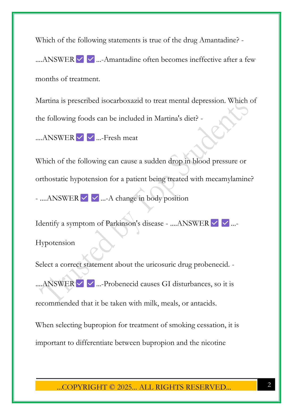 SL PHARM 103 MIDTERM EXAM 2025 QUESTIONS AND ANSWERS