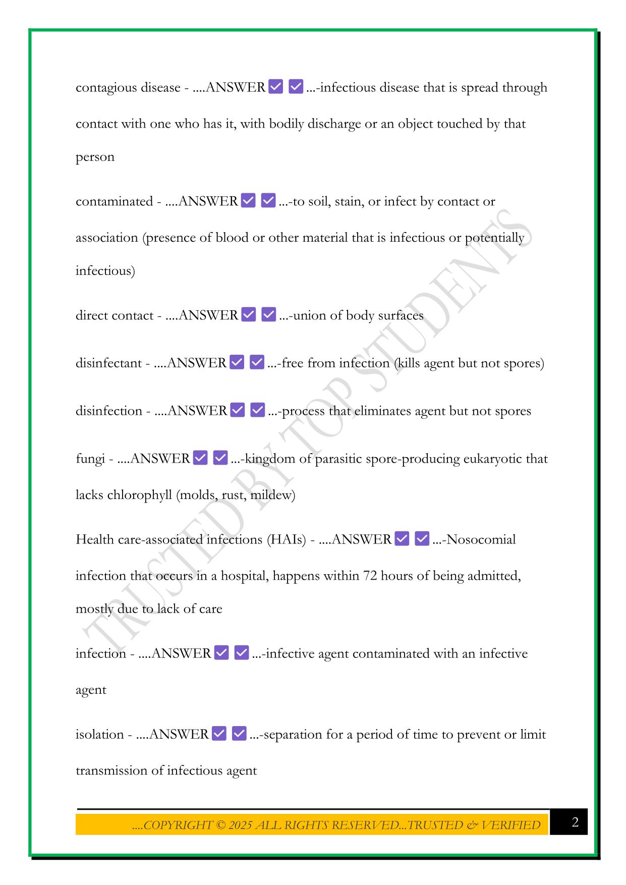 HCB TEST 2 2025 QUESTIONS AND ANSWERS