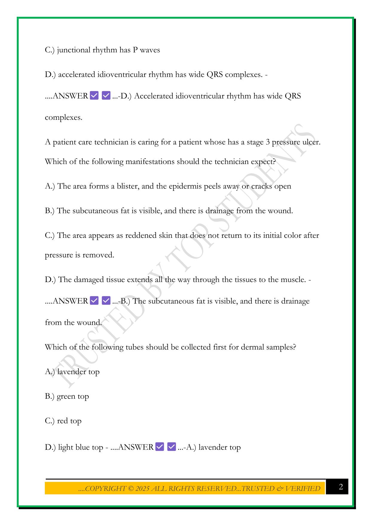 PCT PRACTICE EXAM QUESTIONS 2025 WITH CORRECT ANSWERS