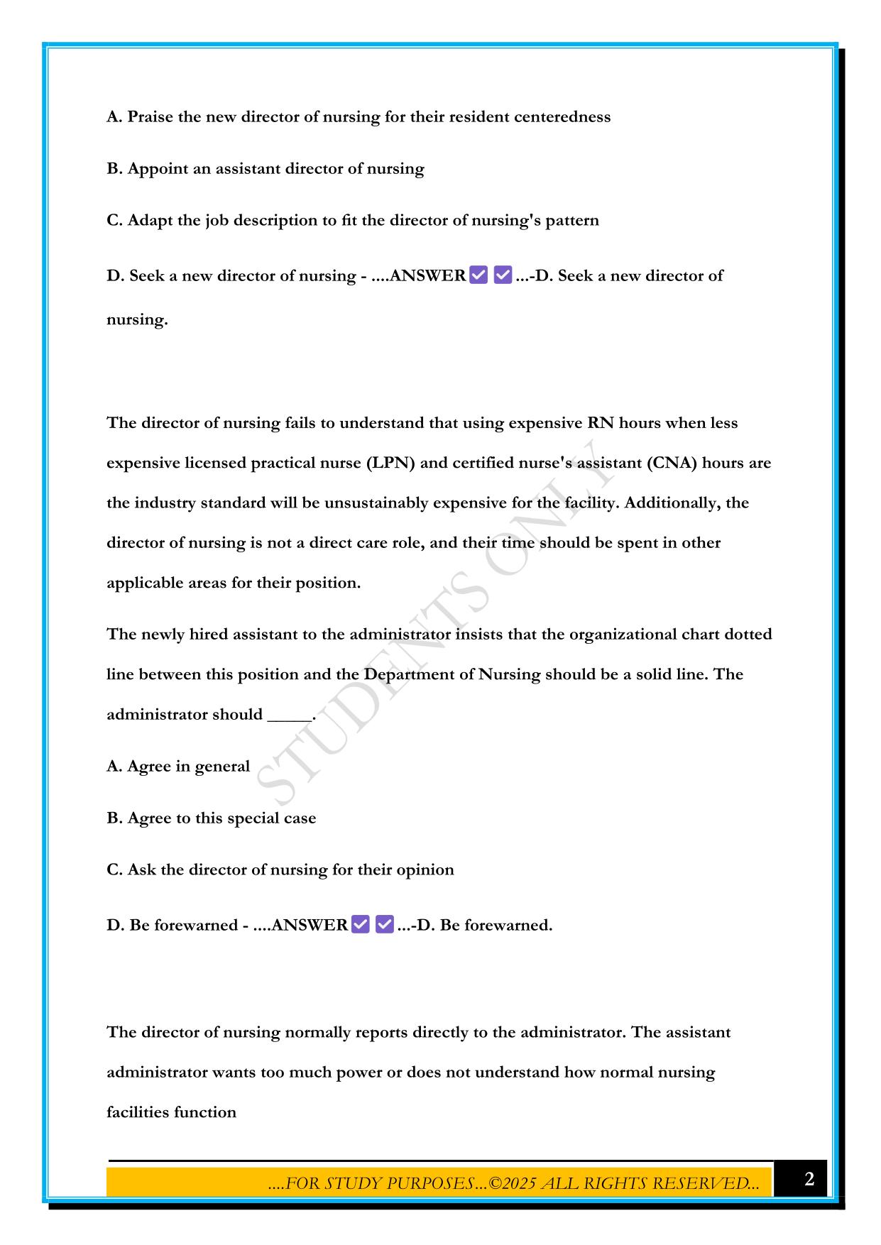 NAB EXAM - NHA LOS PRACTICE EXAM 1 2025 QUESTIONS AND ANSWERS