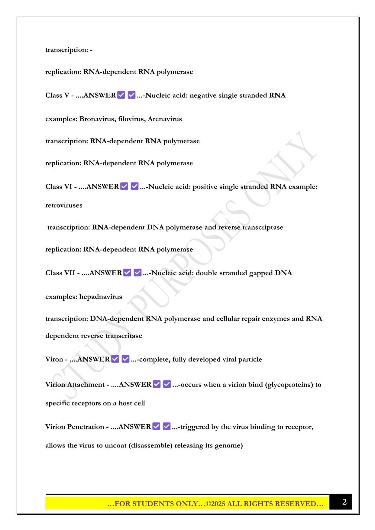BMS2052-Virology Exam 2025 Questions and Answers