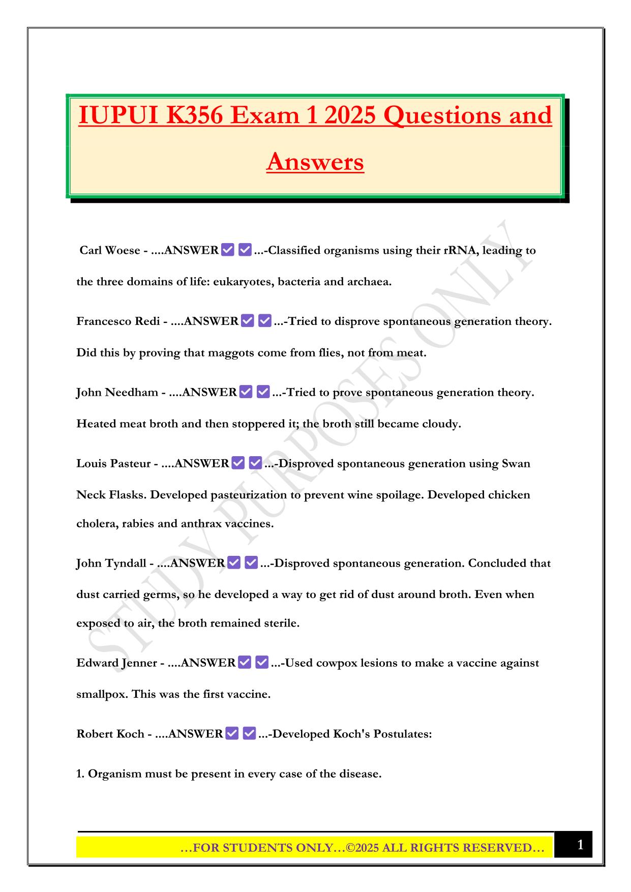 IUPUI K356 Exam 1 2025 Questions and Answers