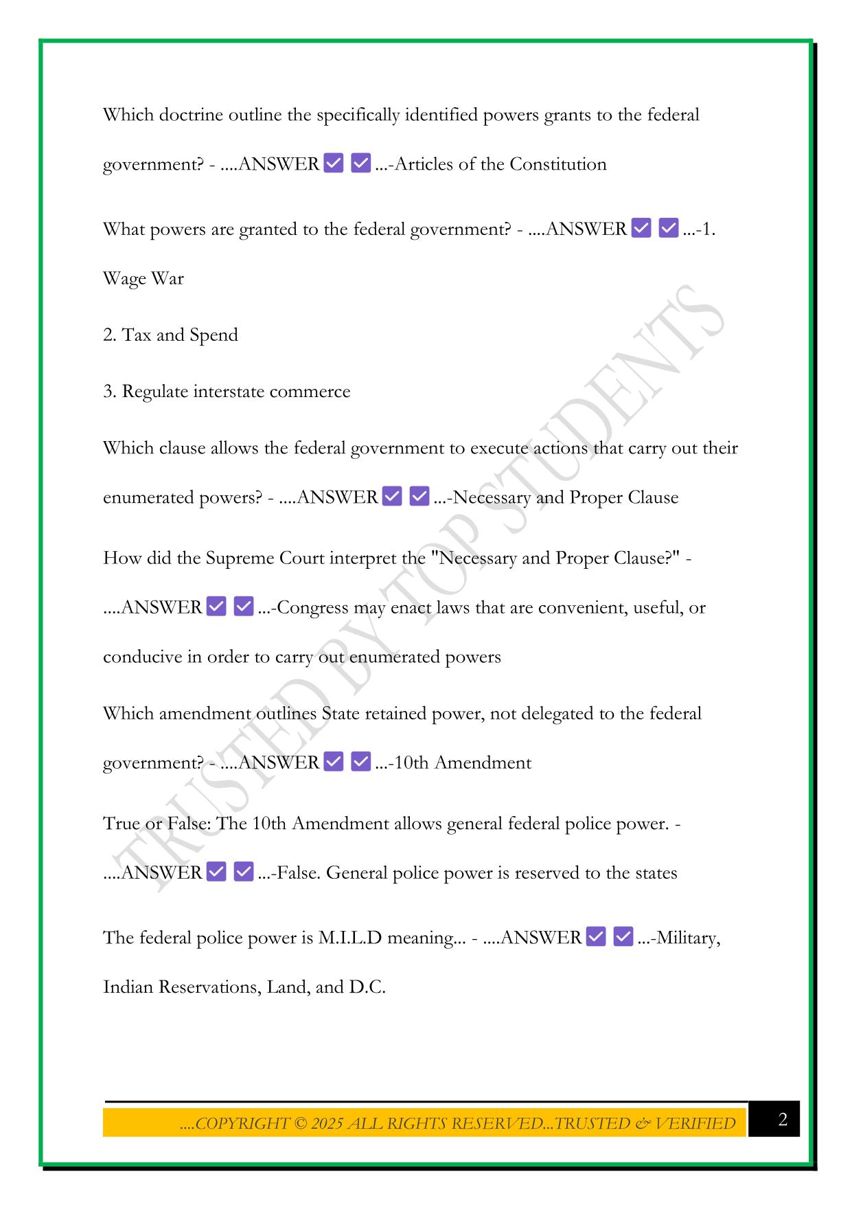 VA LETC CONSTITUTIONAL LAW EXAM 2025 QUESTIONS AND ANSWERS